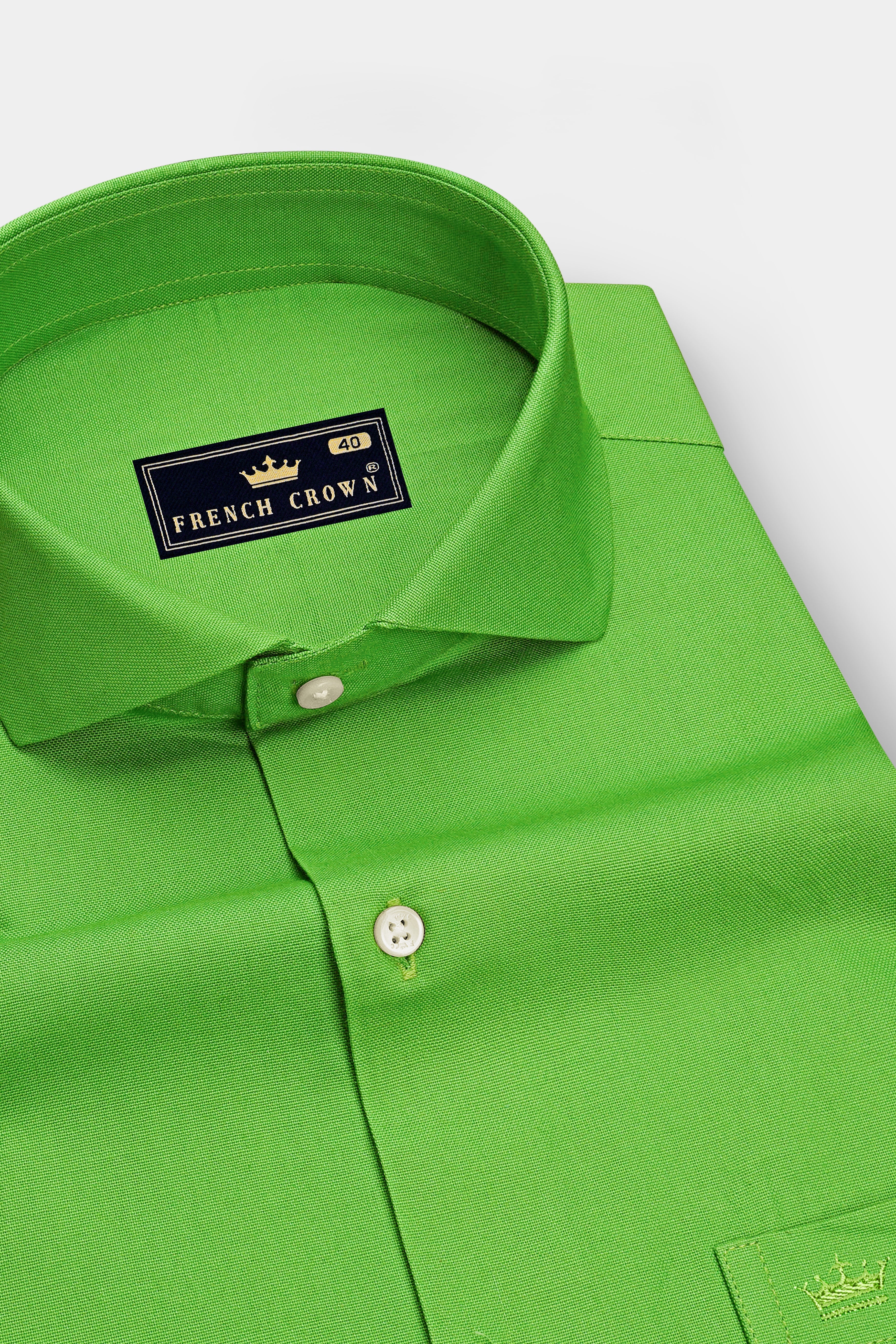 Virent-Mantis Green Oxford Premium Cotton Dress Cut Away Shirt