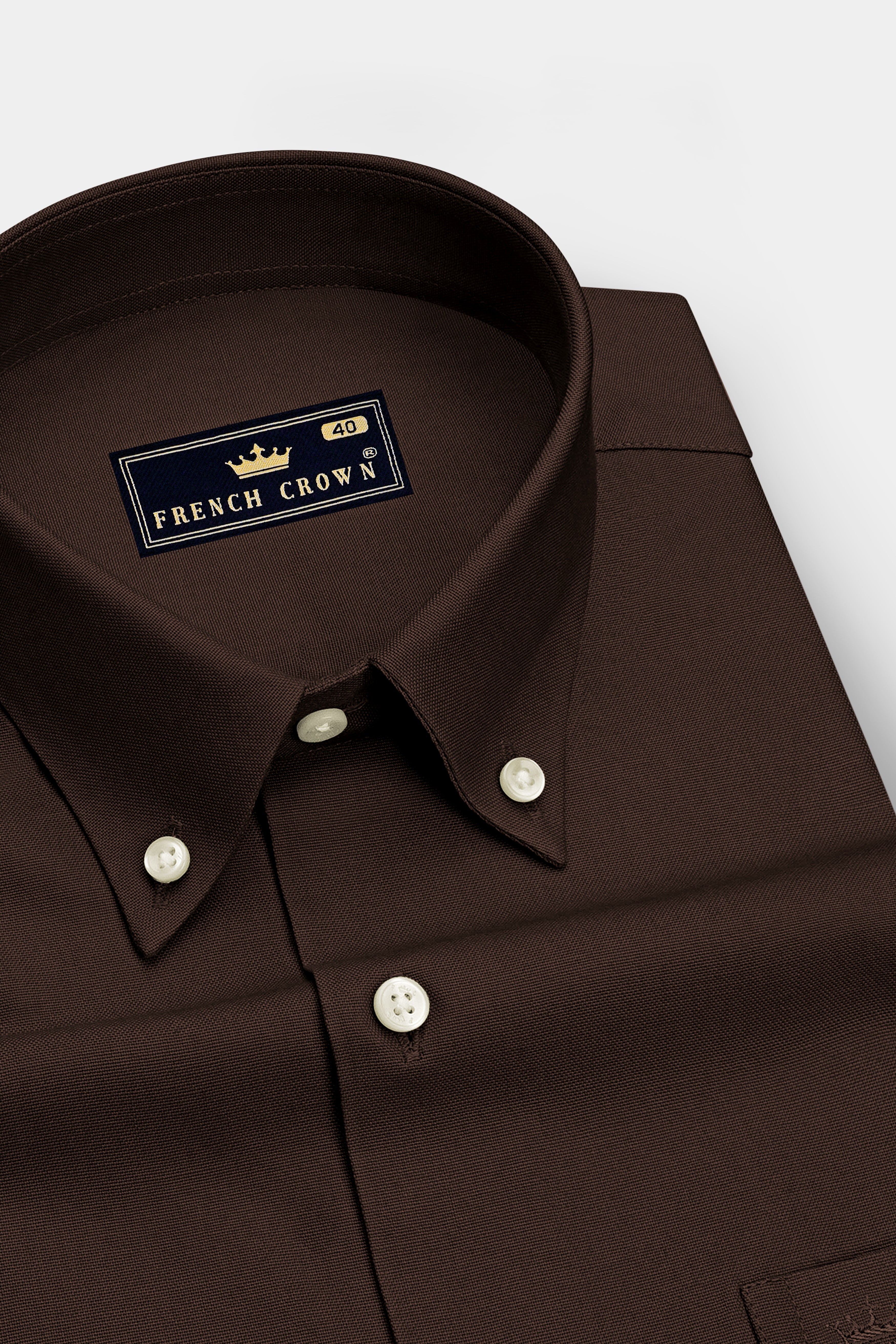 Russet-Iroko Brown Oxford Premium Cotton Dress Button Down Shirt