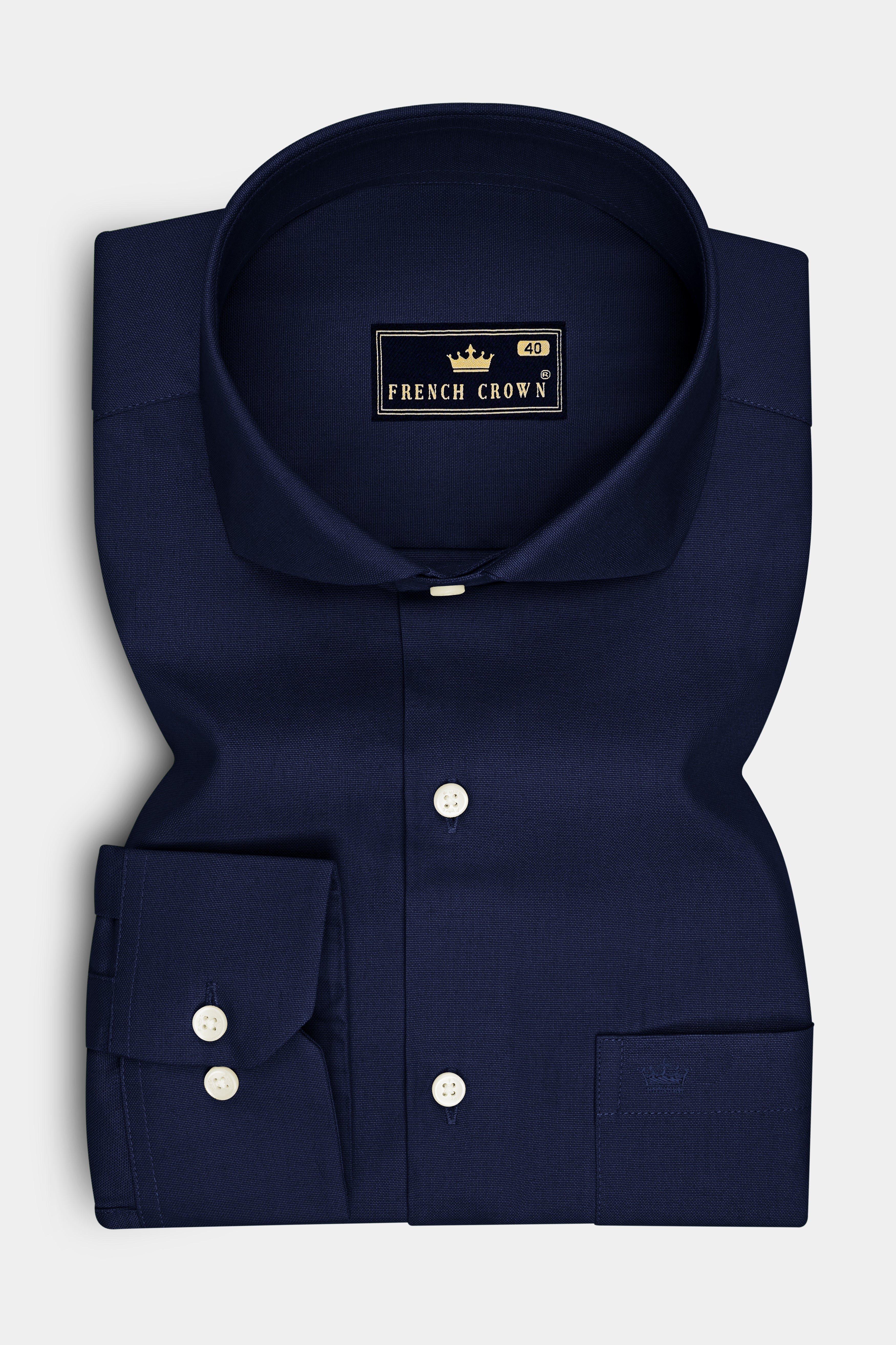 Noctis-Firefly Navy Oxford Premium Cotton Dress Cut Away Shirt