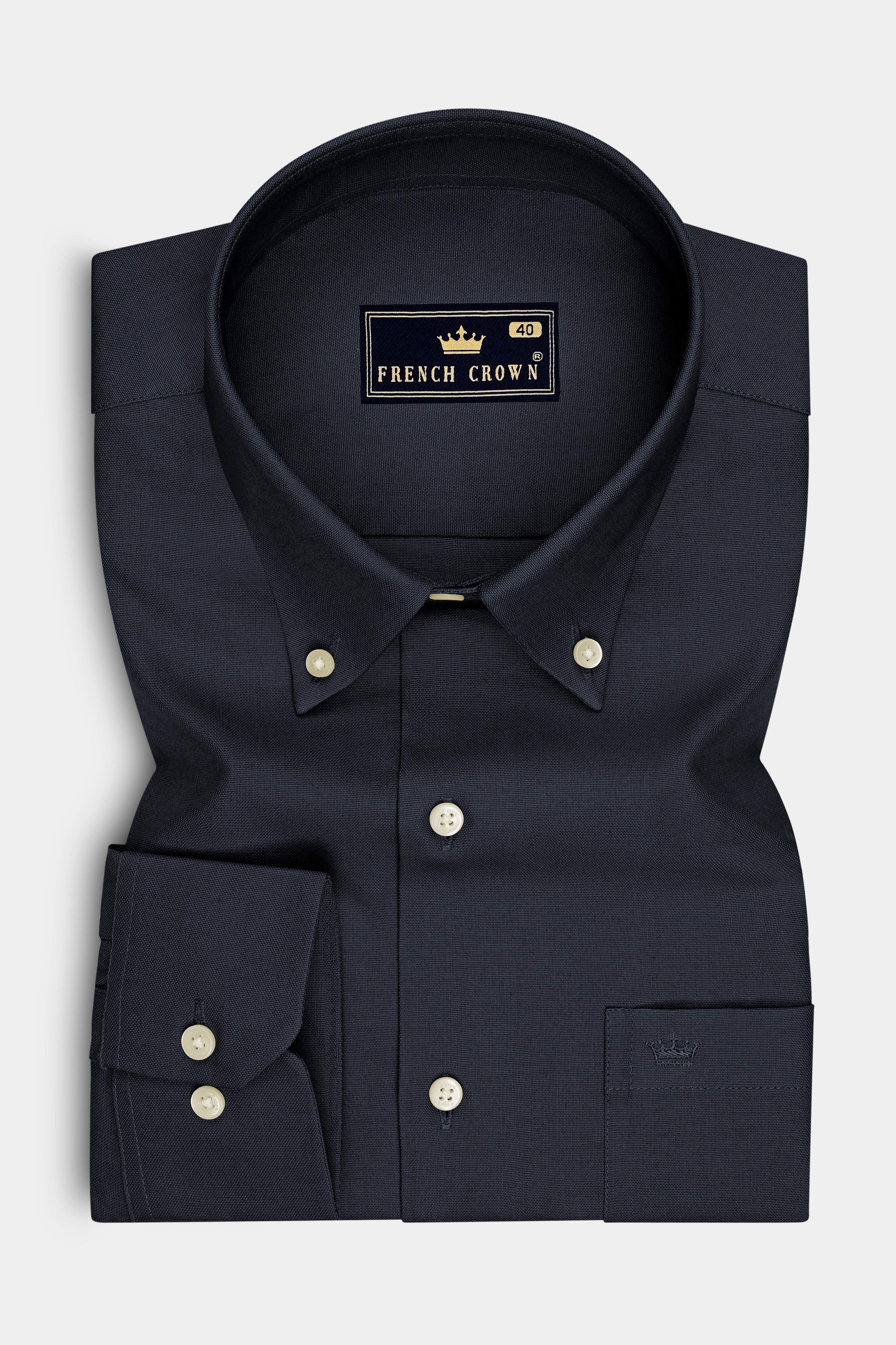 Slateon-Charcoal Grey Oxford Premium Cotton Dress Button Down Shirt