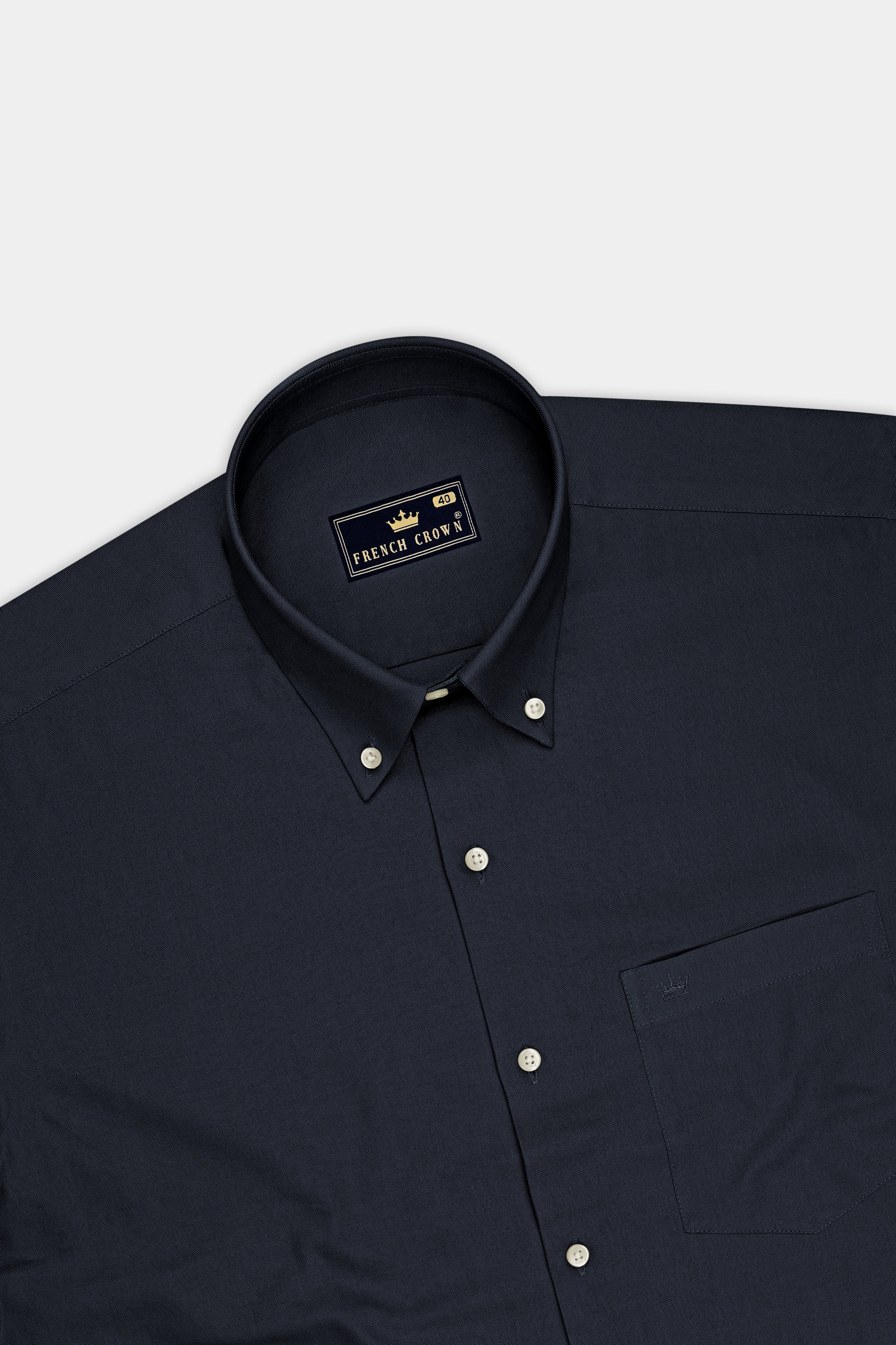 Slateon-Charcoal Grey Oxford Premium Cotton Dress Button Down Shirt