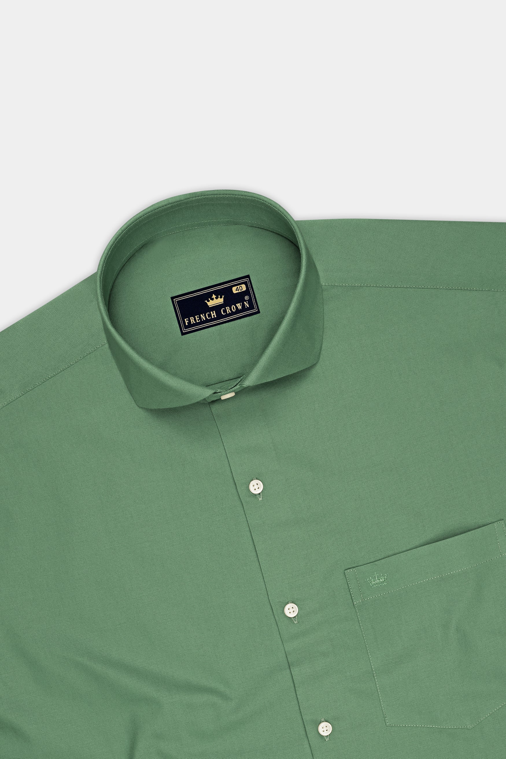 Sageon-Cactus Green Oxford Premium Cotton Dress Cut Away Shirt