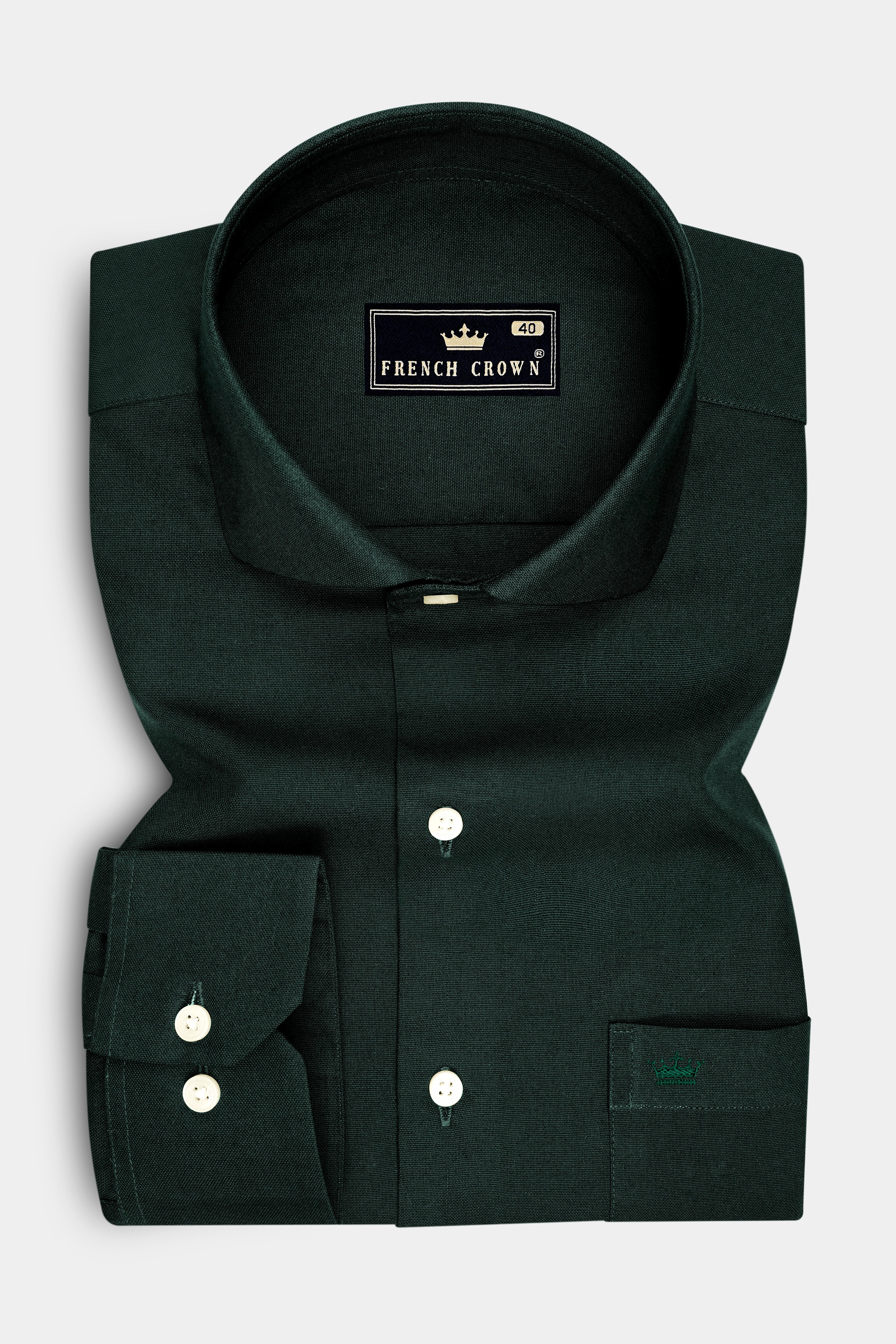 Mossen-Bush Green Oxford Premium Cotton Dress Cut Away Shirt