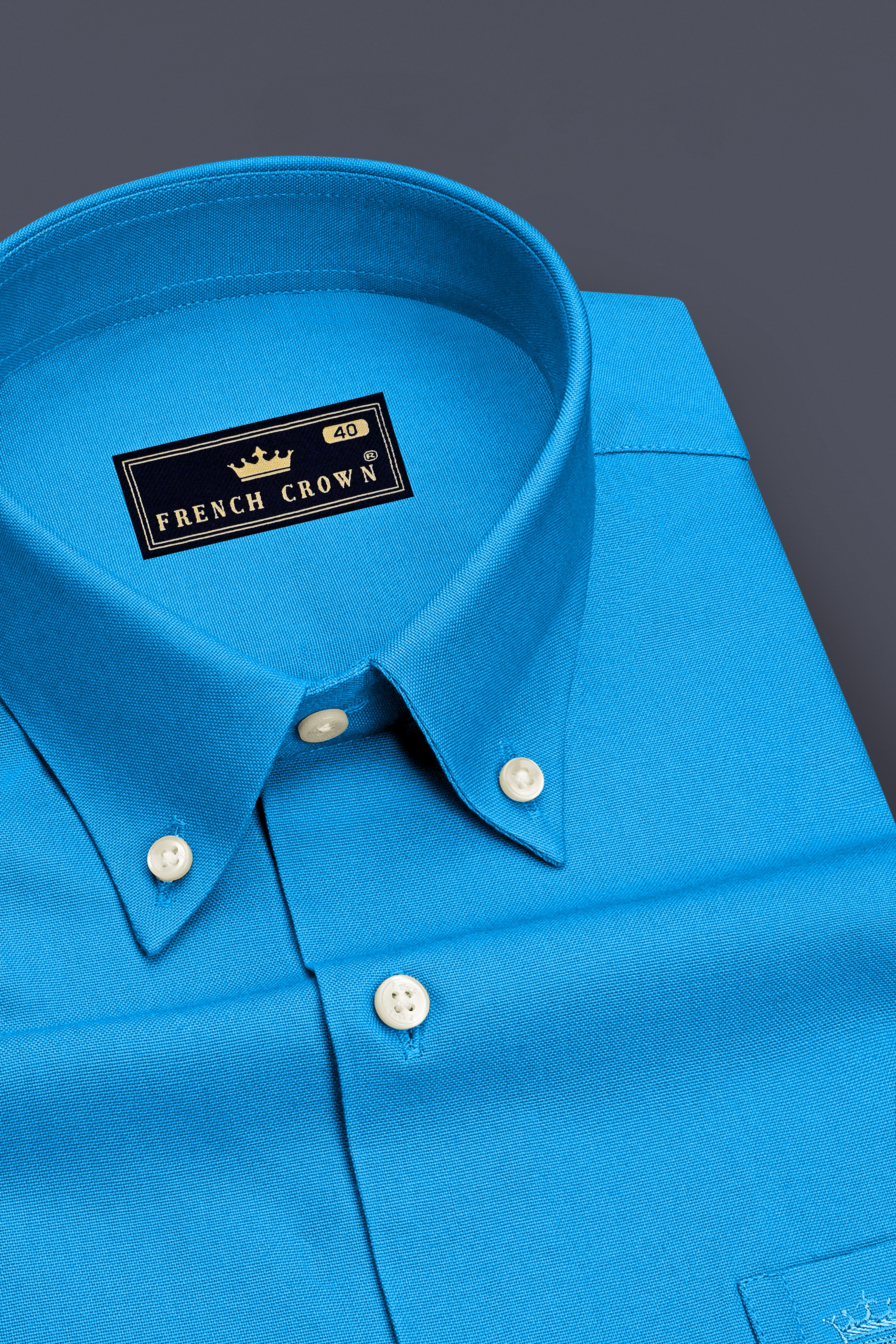 Maris-Azure Blue Oxford Premium Cotton Dress Button Down Shirt