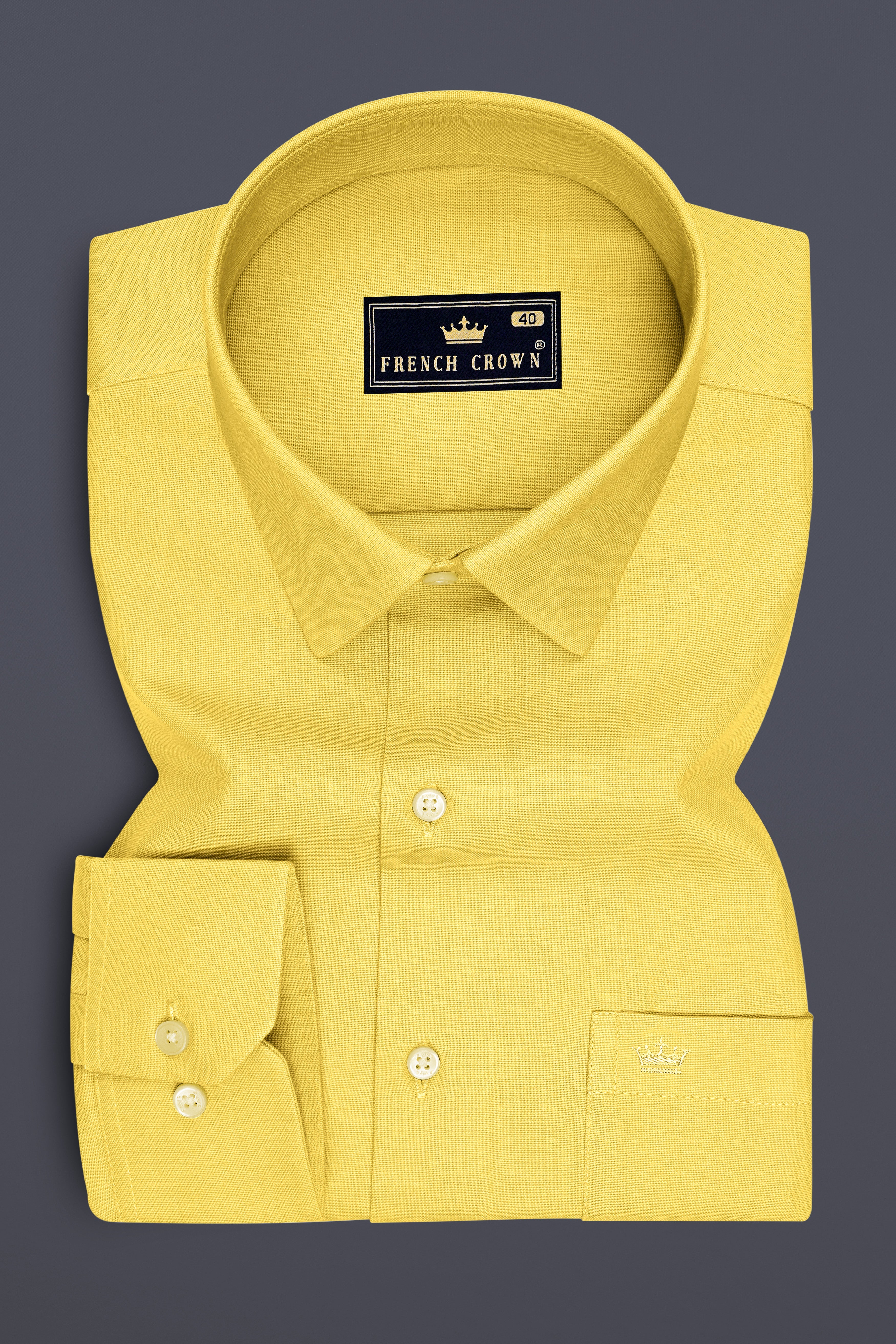 Soleil-Sunshine Yellow Oxford Premium Cotton Dress Shirt