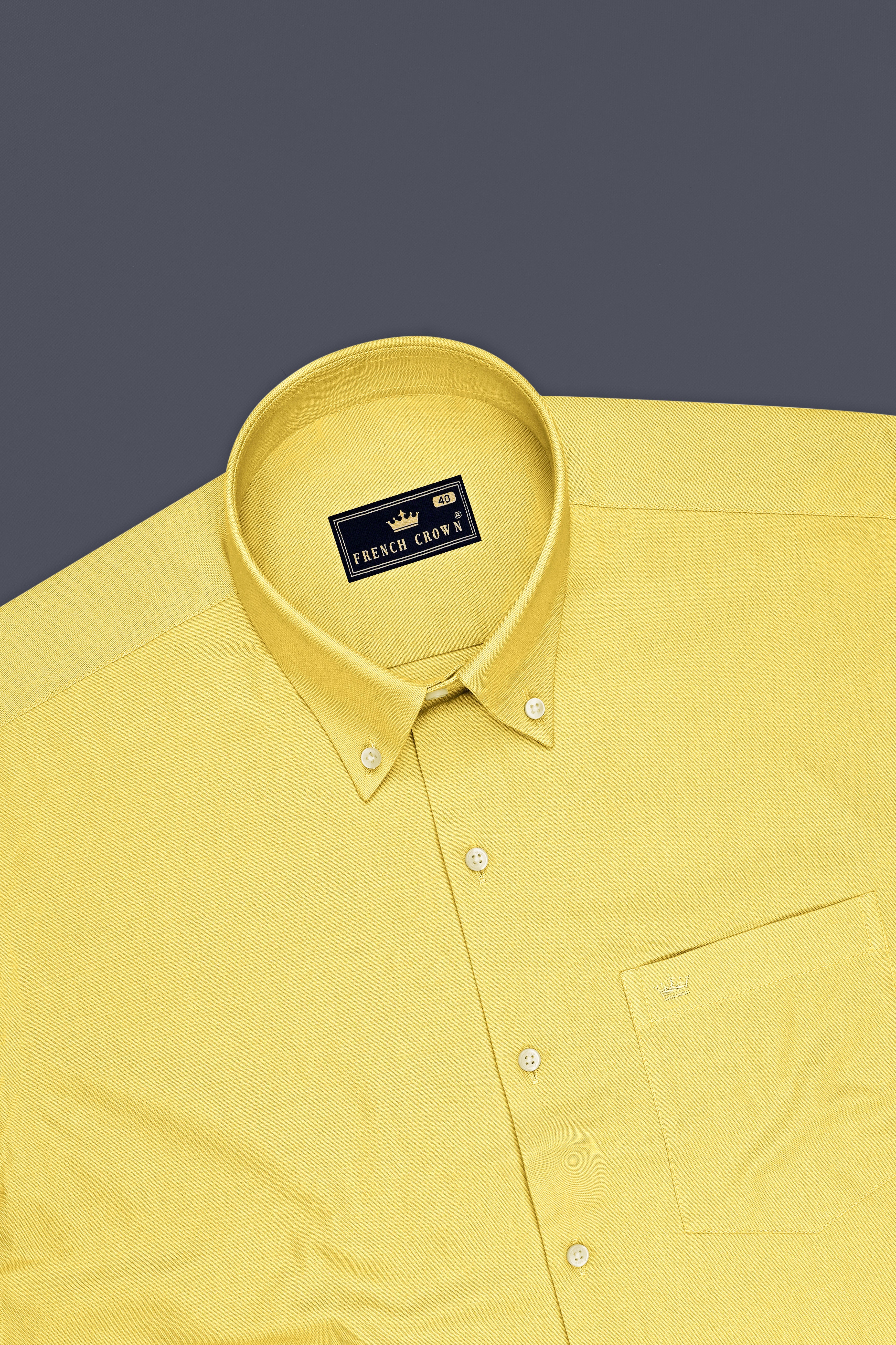 Soleil-Sunshine Yellow Oxford Premium Cotton Dress Button Down Shirt