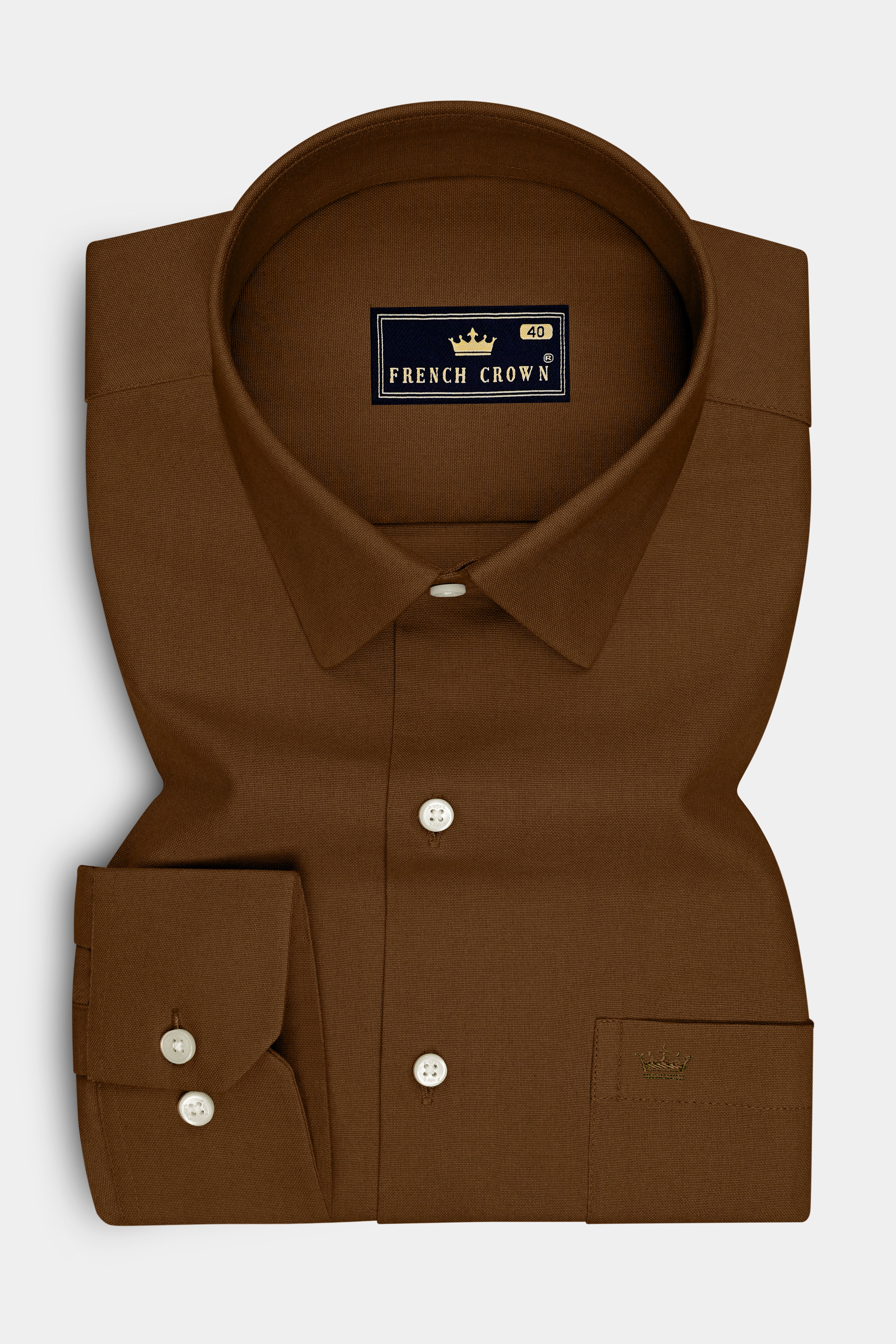 Ruston-Sepia Brown Oxford Premium Cotton Dress Shirt