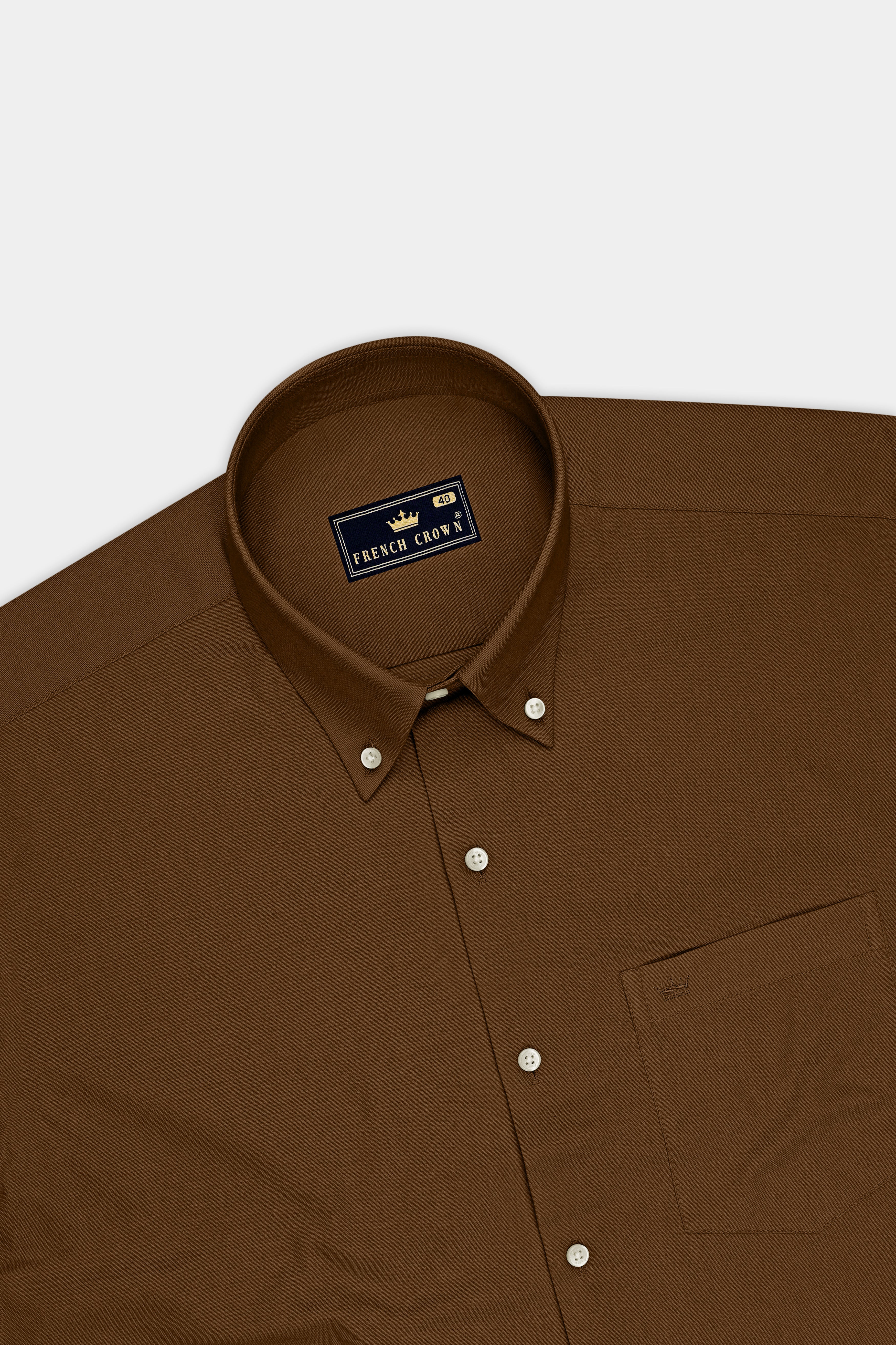 Ruston-Sepia Brown Oxford Premium Cotton Dress Button Down Shirt