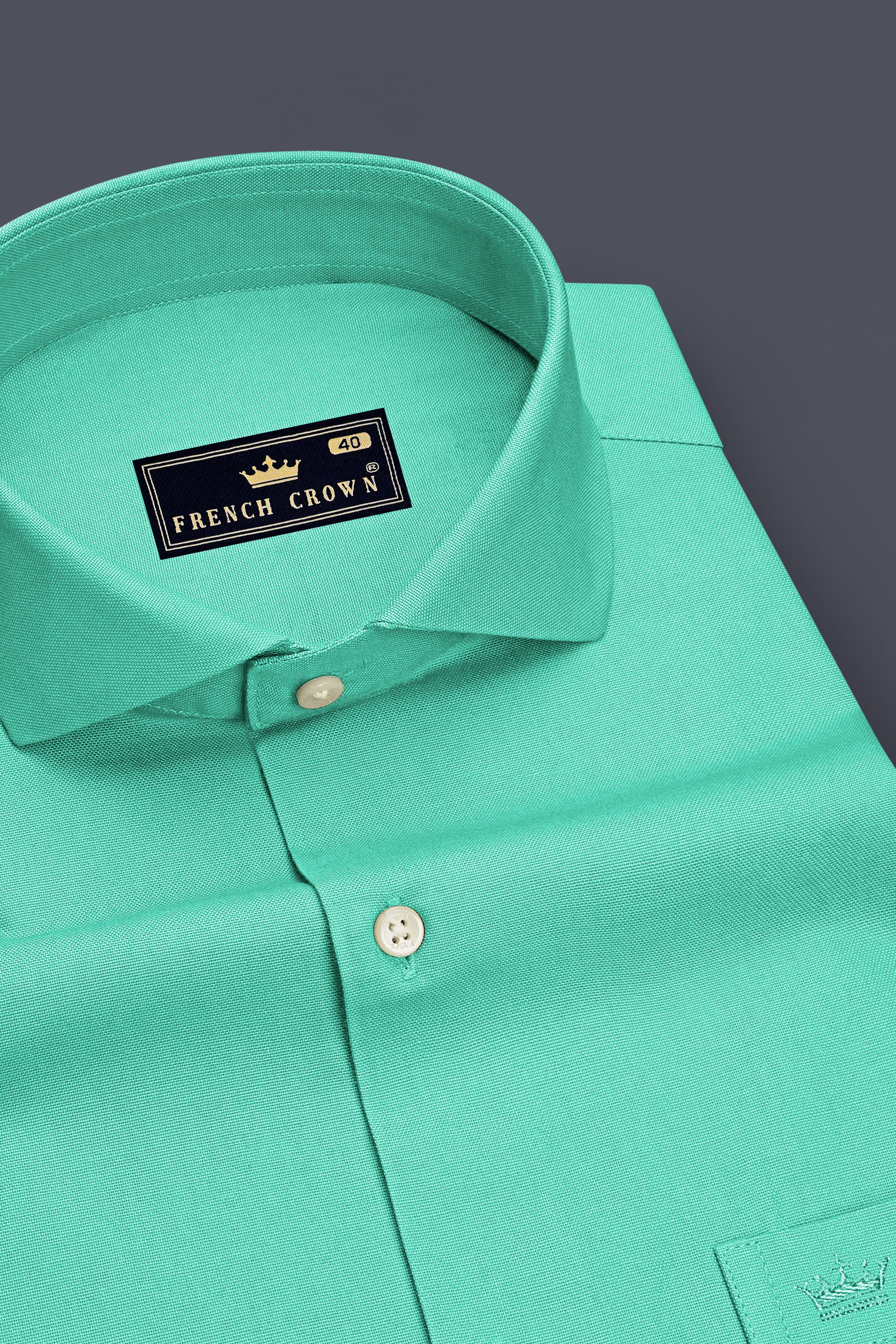 Olvian-Bermude Green Oxford Premium Cotton Dress Cut Away Shirt