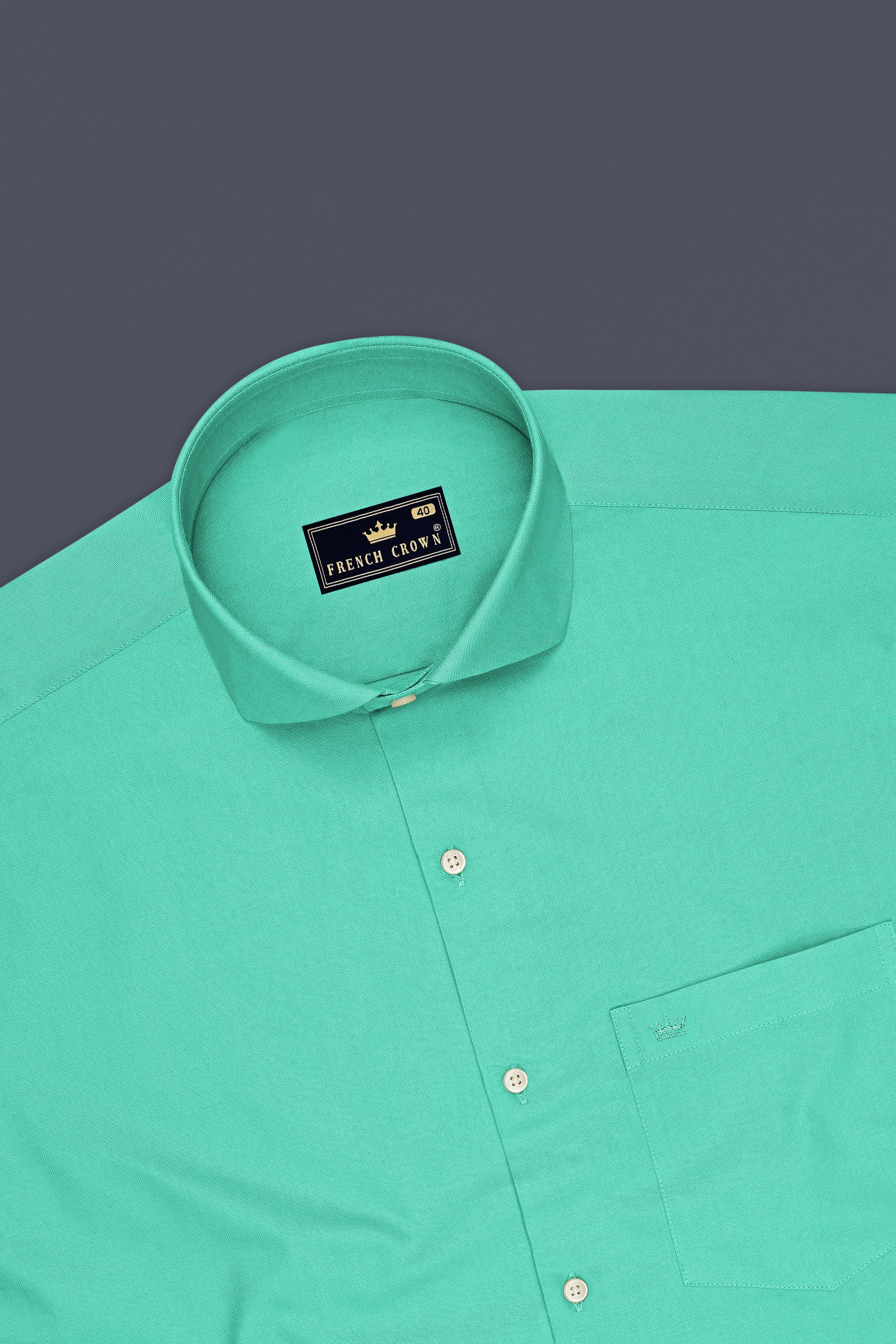 Olvian-Bermude Green Oxford Premium Cotton Dress Cut Away Shirt