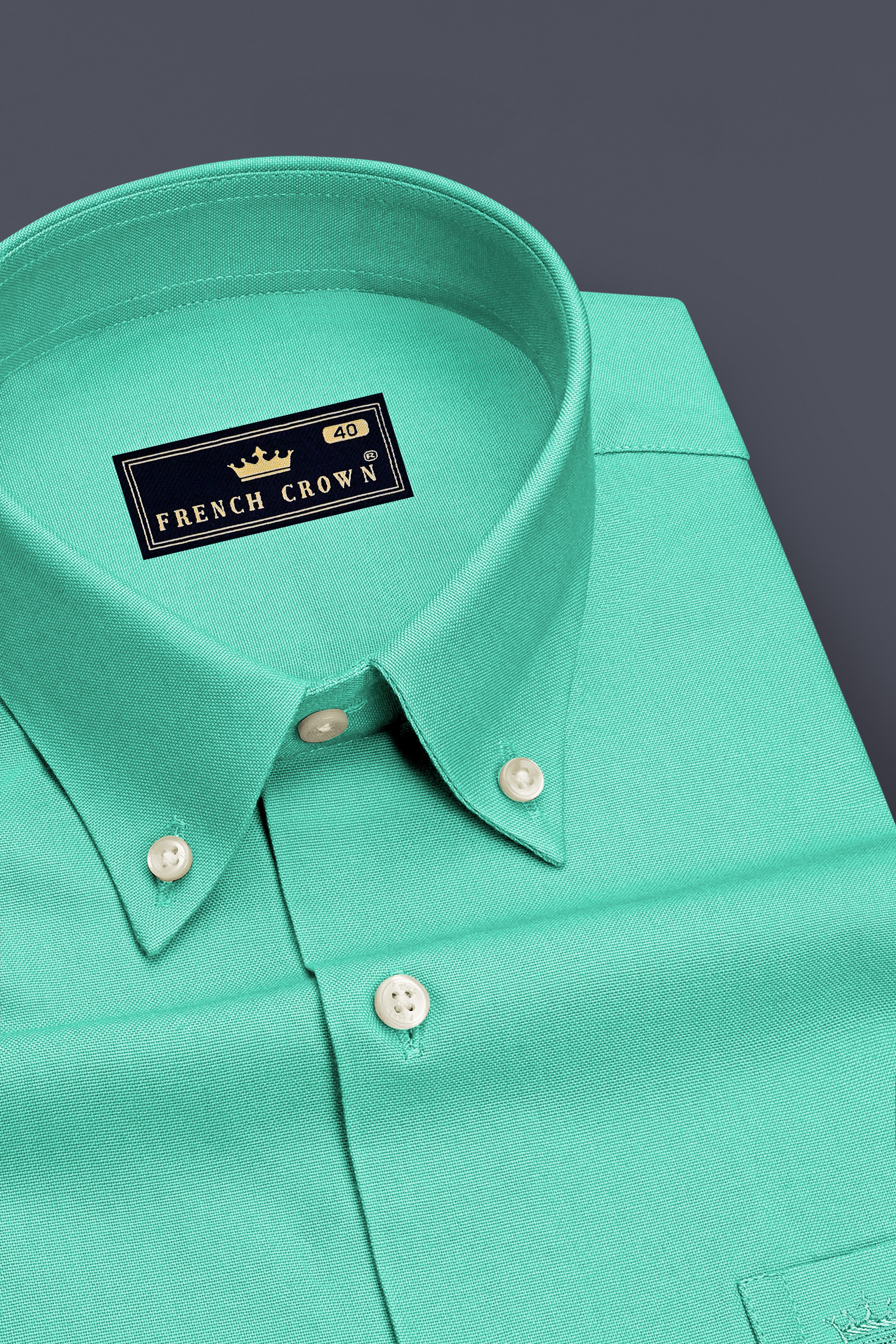 Olvian-Bermude Green Oxford Premium Cotton Dress Button Down Shirt
