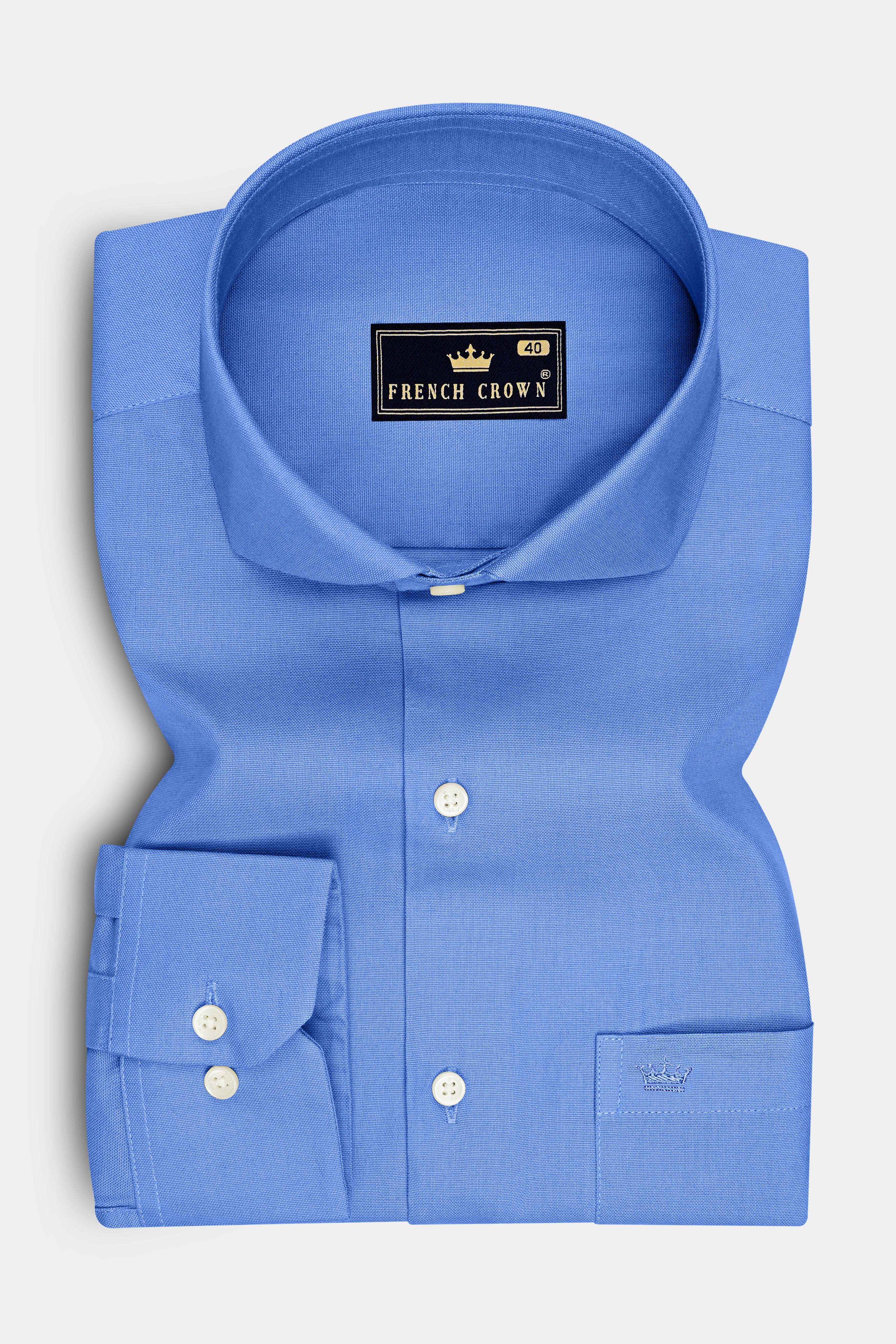 Ciel-Cornflower Blue Oxford Premium Cotton Dress Cut Away Shirt