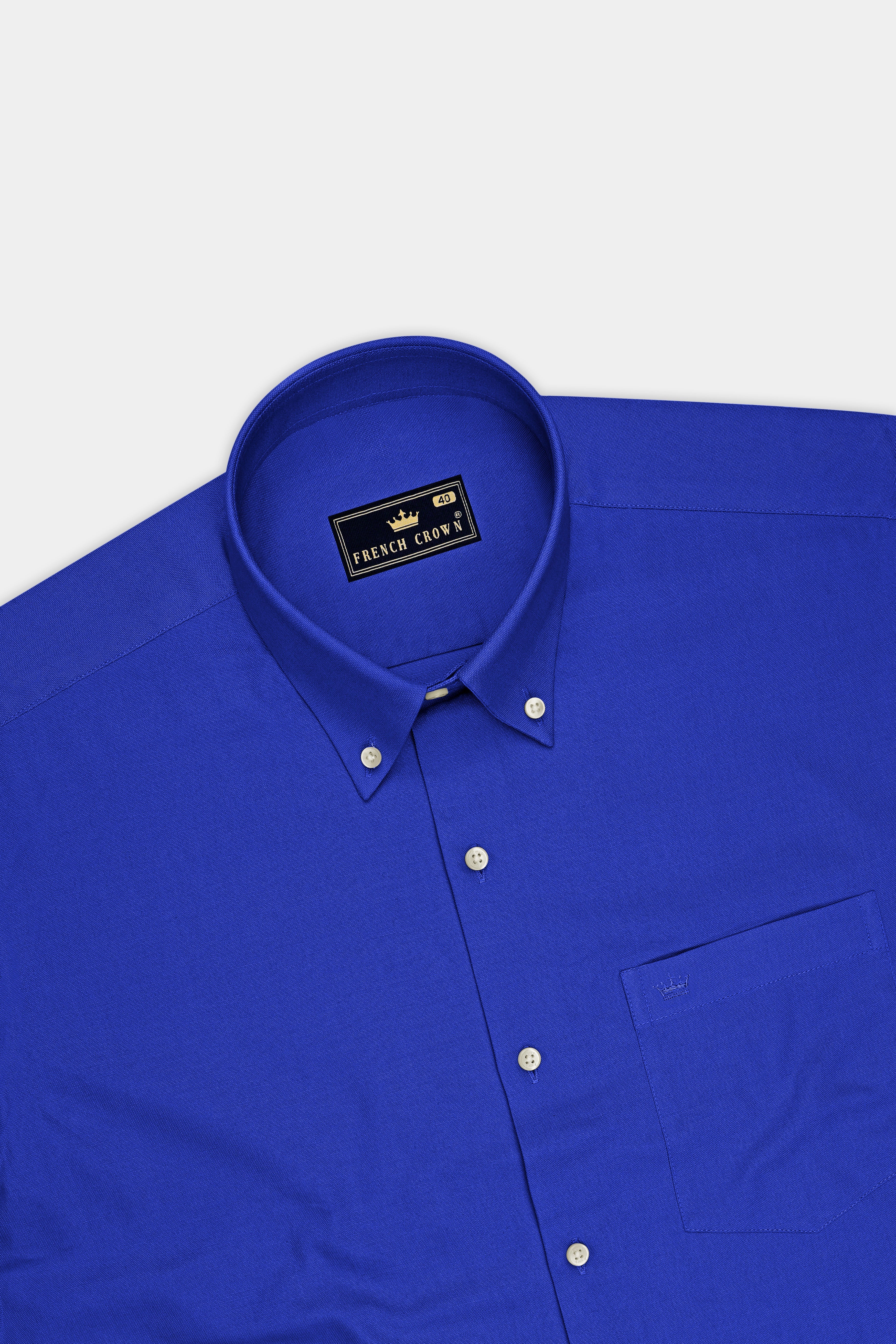 Azuro-Indigo Blue Oxford Premium Cotton Dress Button Down Shirt