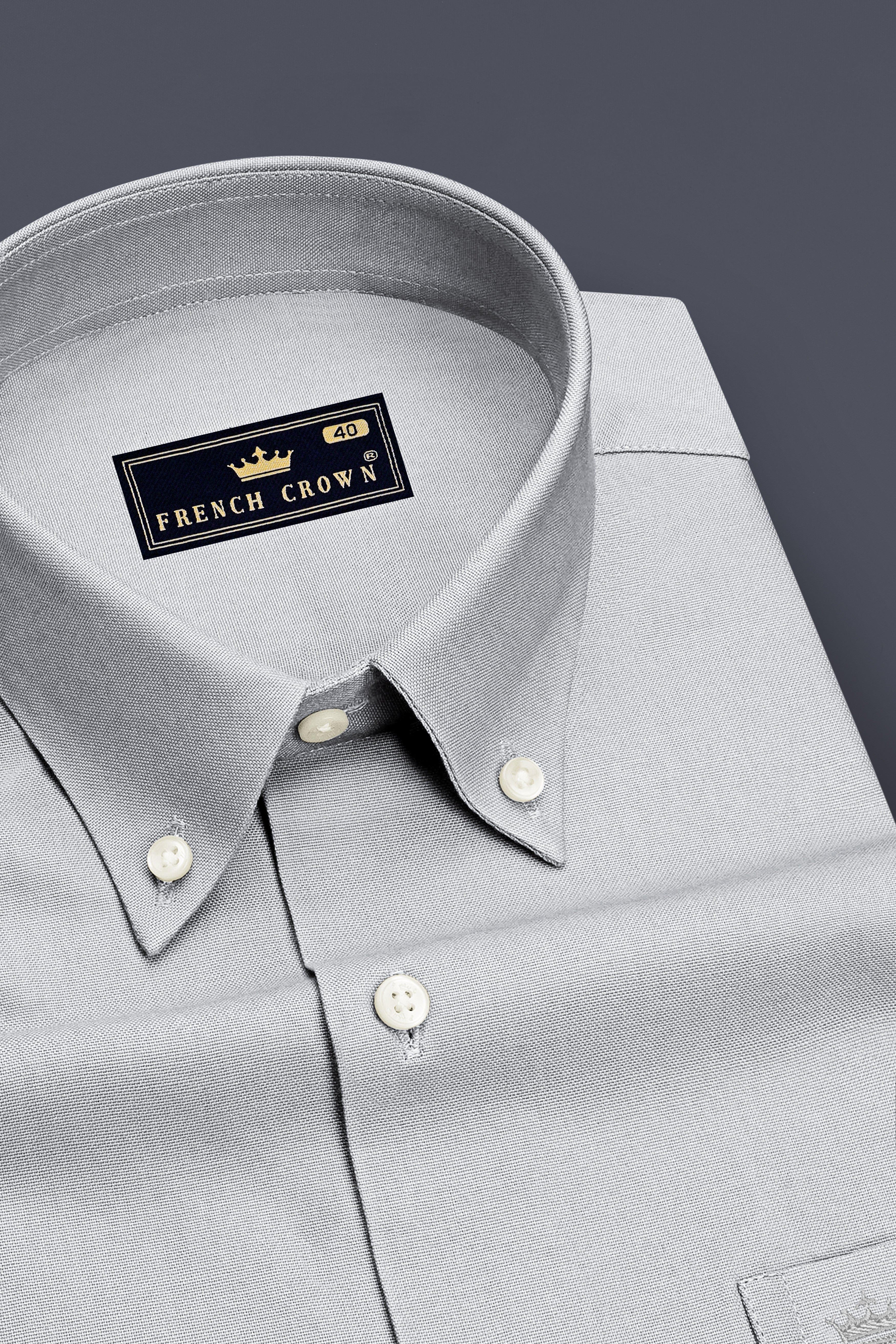 Nimbus-Gainsboro Gray Oxford Premium Cotton Dress Button Down Shirt