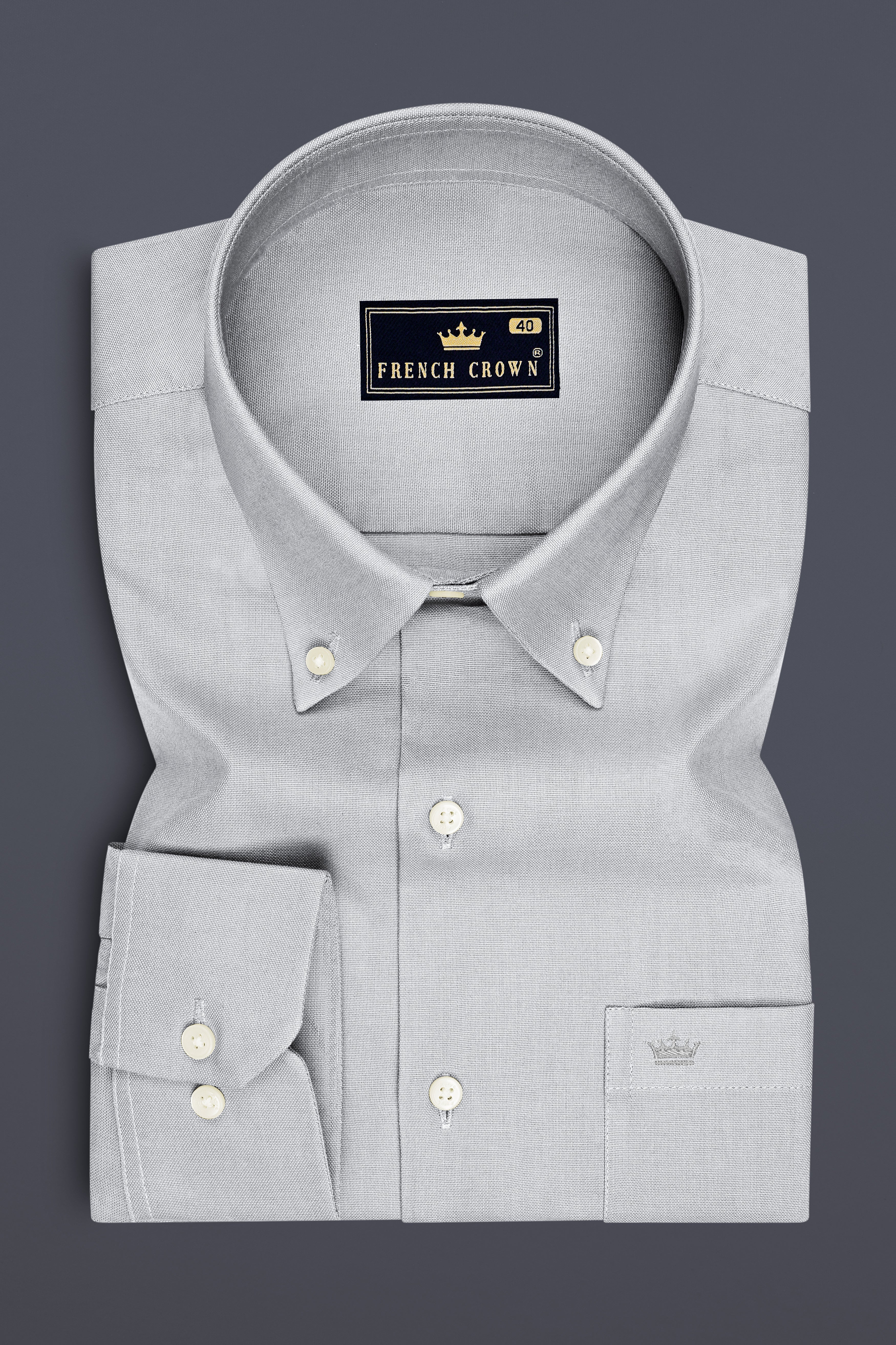 Nimbus-Gainsboro Gray Oxford Premium Cotton Dress Button Down Shirt