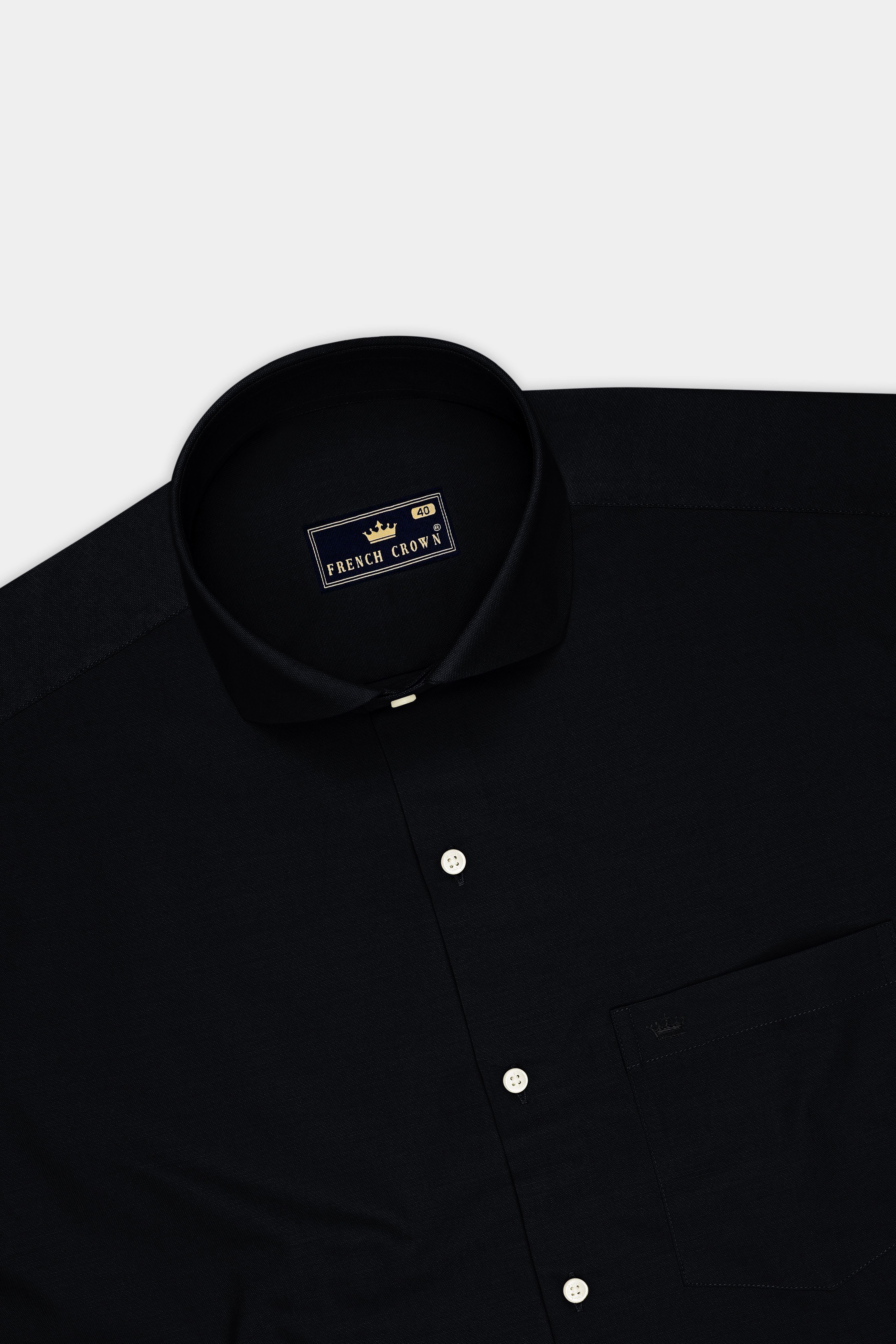 Eclipse-Jade Black Oxford Premium Cotton Dress Cut Away Shirt