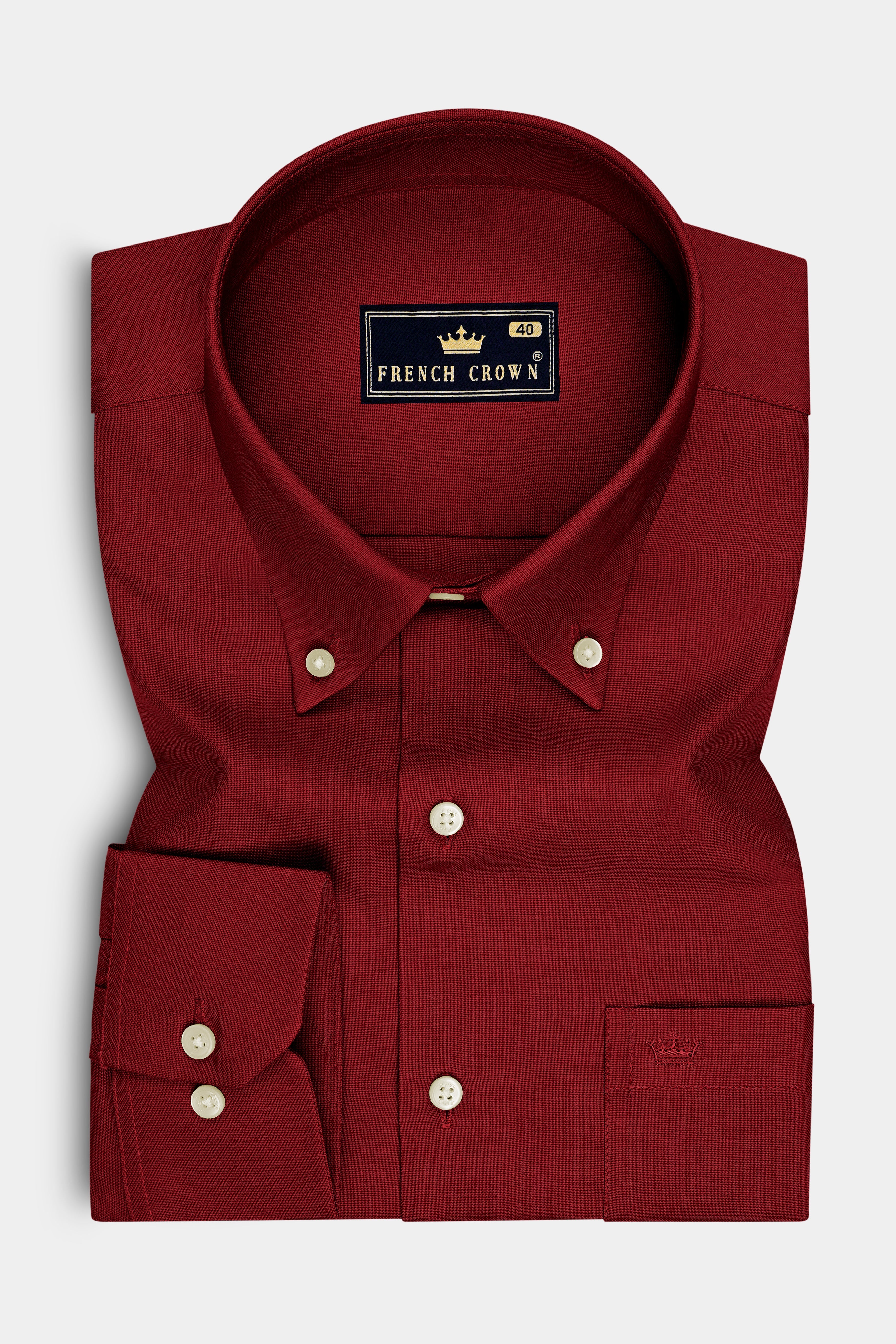 Rouge-Persian Plum Red Oxford Premium Cotton Dress Button Down Shirt