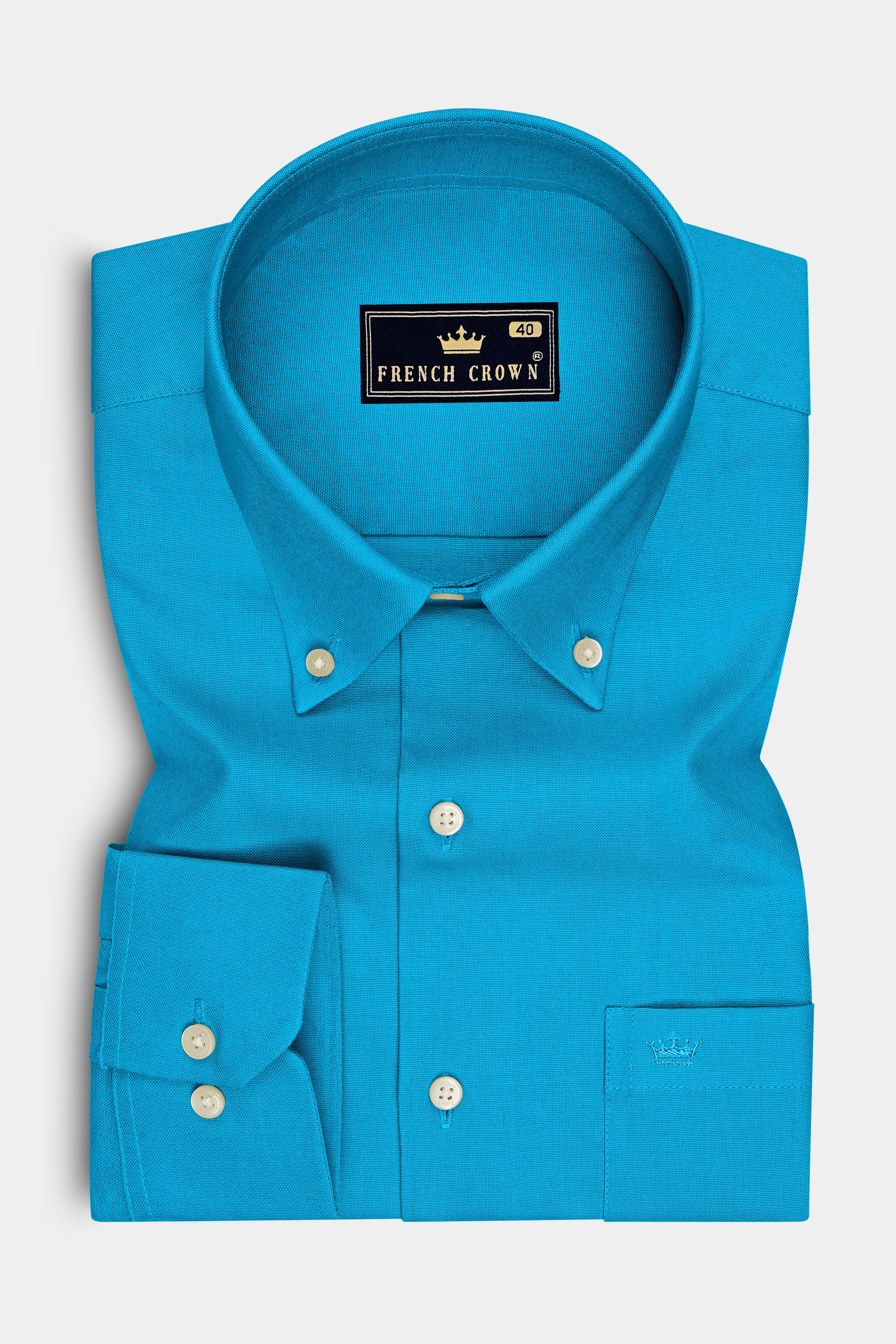 Zephyr-Butterfly Blue Oxford Premium Cotton Dress Button Down Shirt