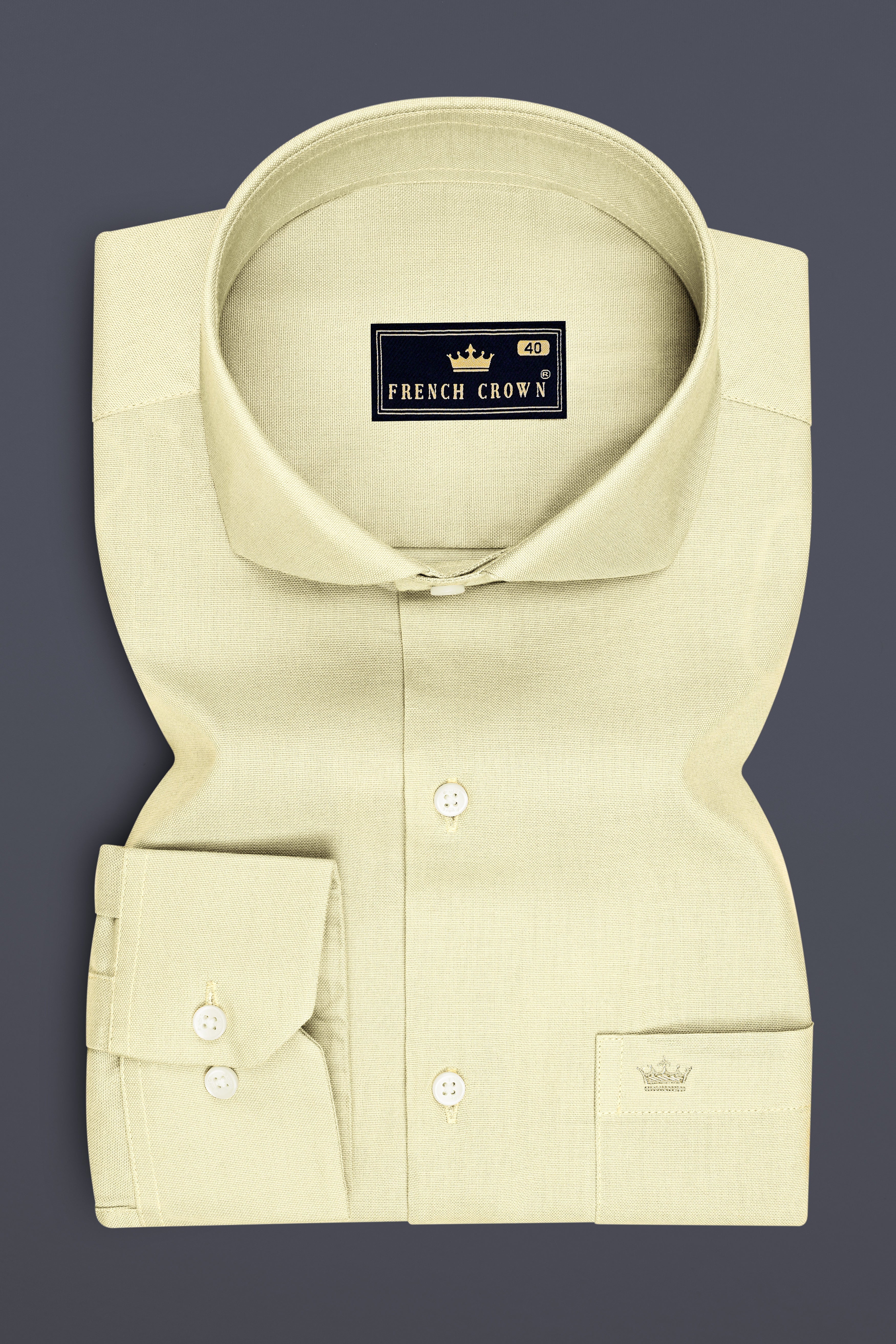 Ivora-Bone Cream Oxford Premium Cotton Dress Cut Away Shirt