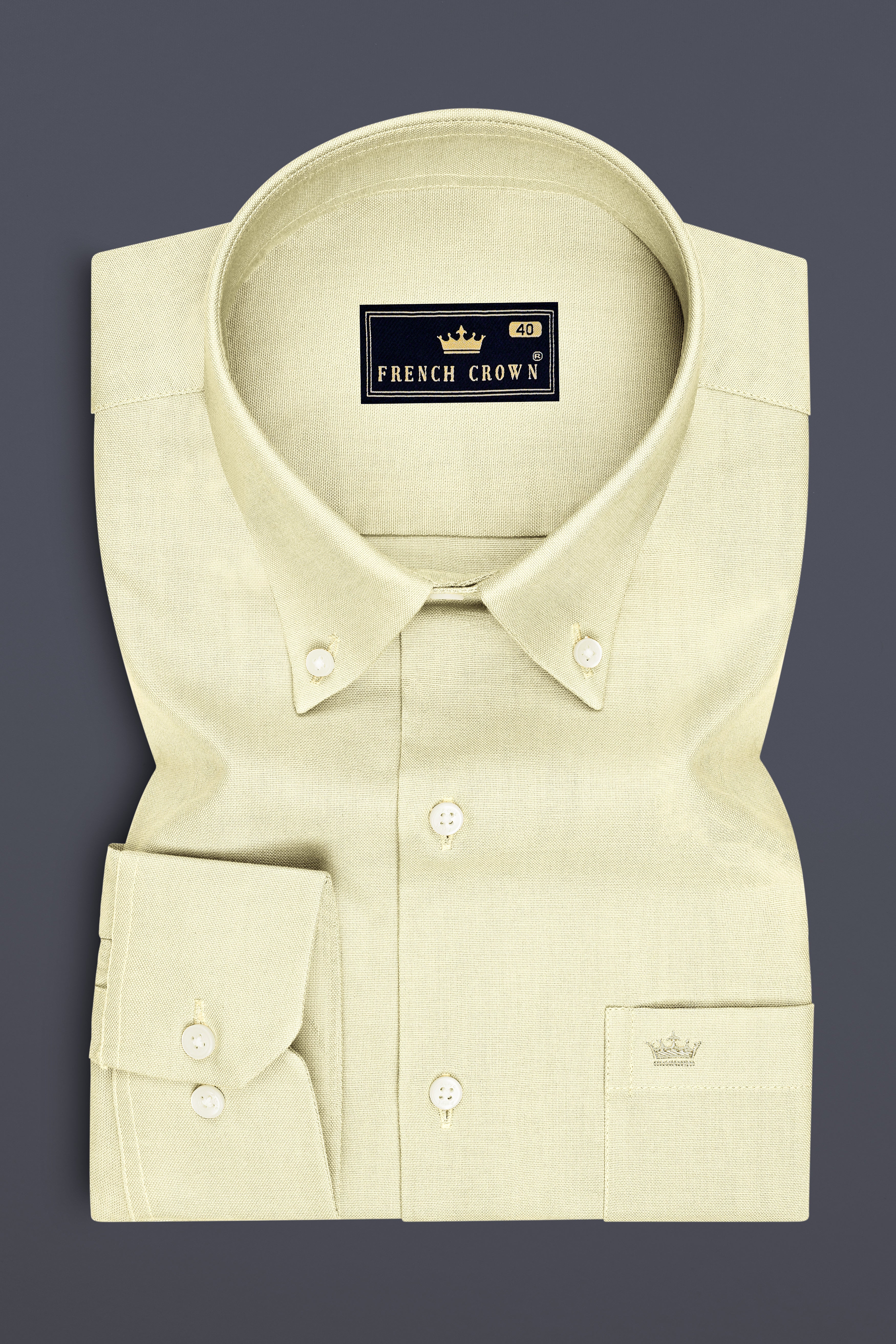 Ivora-Bone Cream Oxford Premium Cotton Dress Button Down Shirt