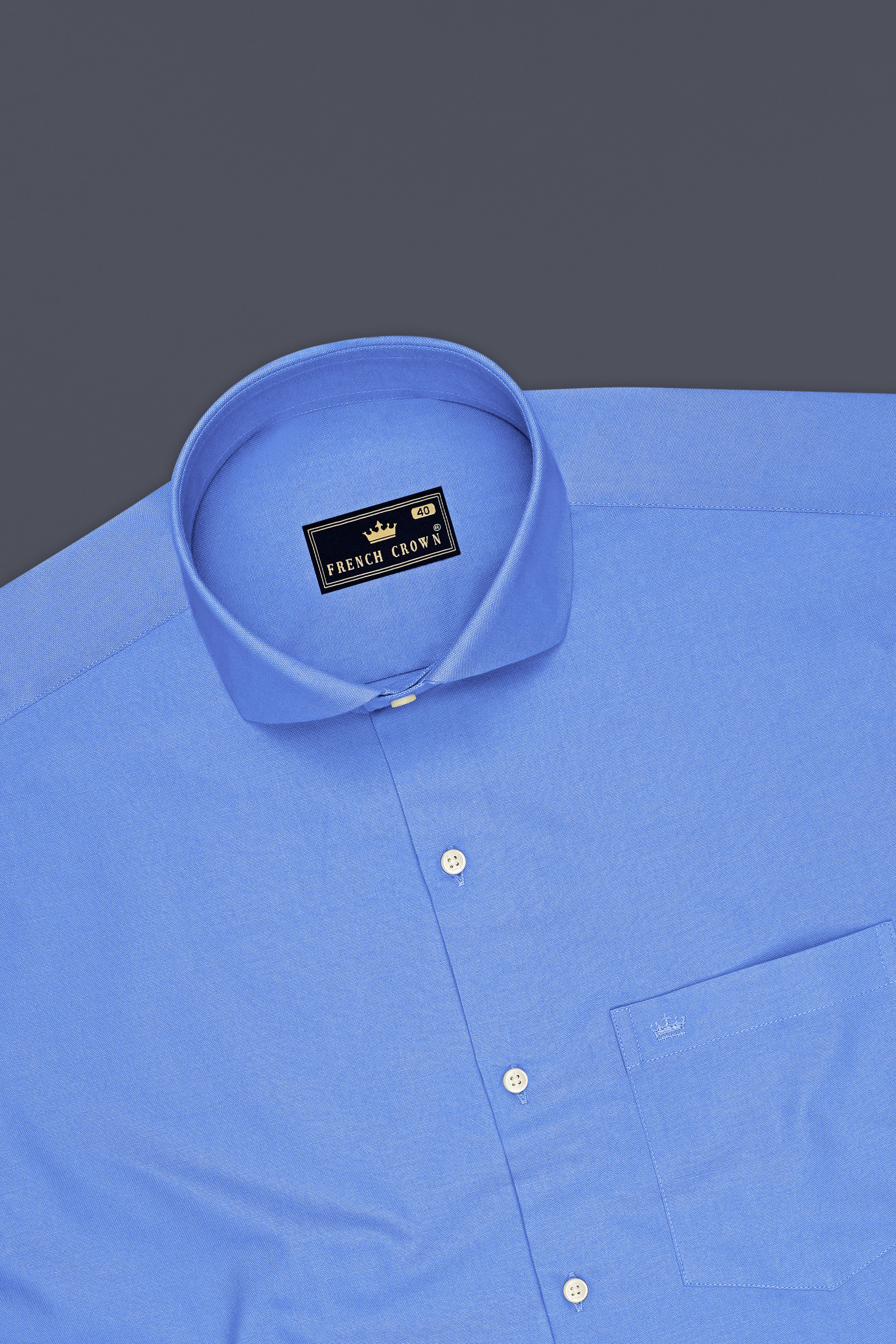 Verto-Jordy Blue Oxford Premium Cotton Dress Cut Away Shirt