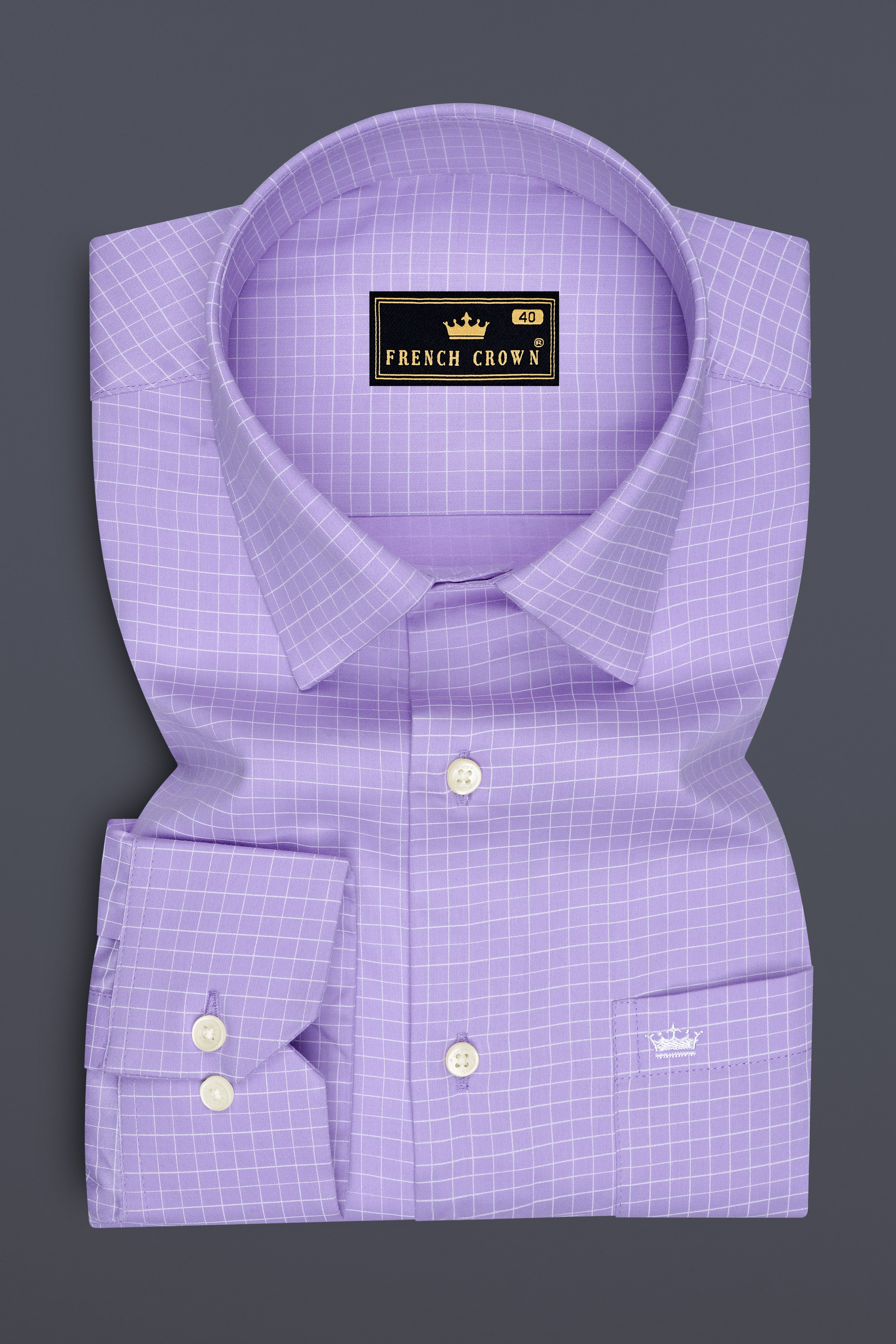 Prism-Prelude Purple And Bright White Plaid Subtle Sheen Super Soft Premium Cotton Dress Shirt