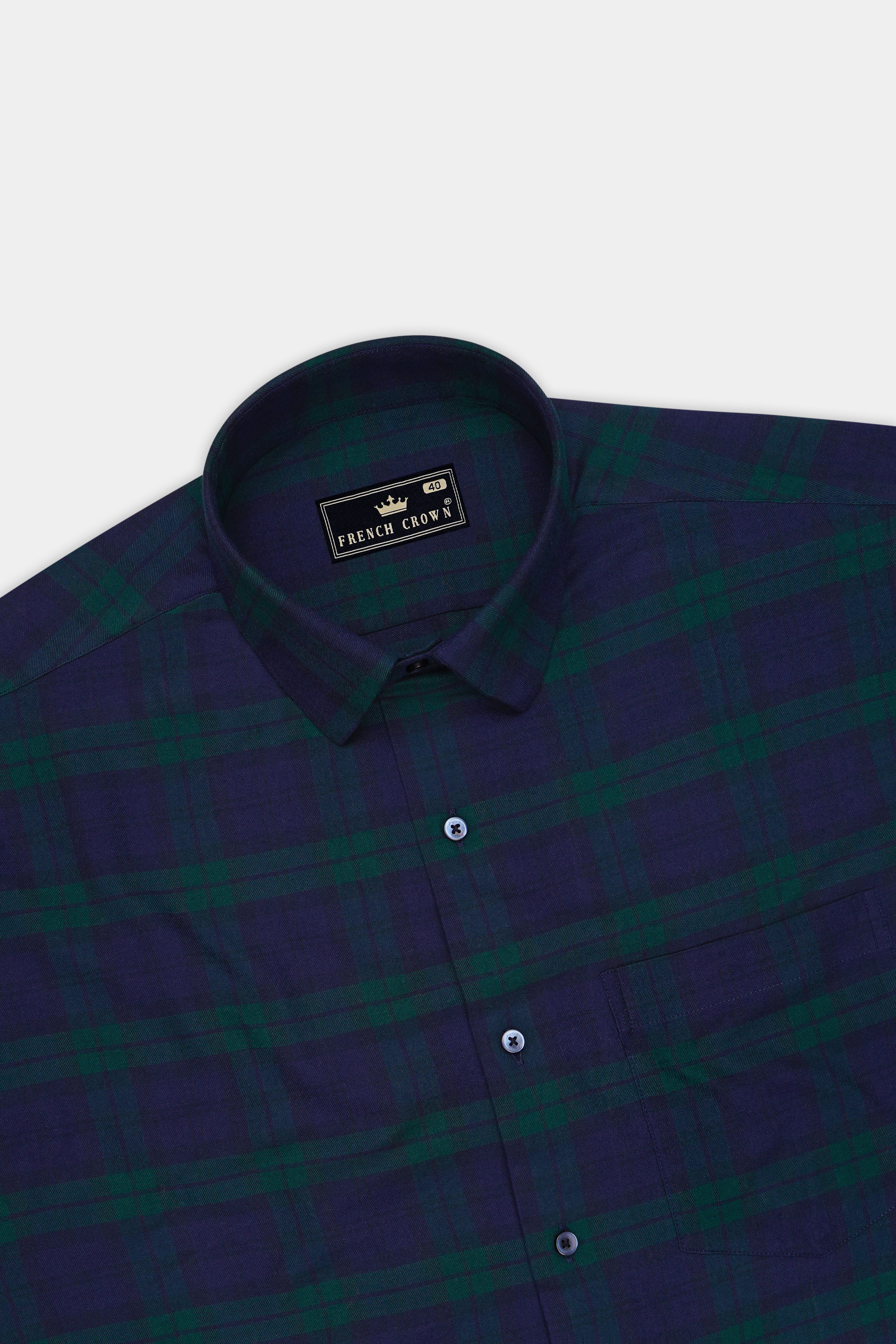 Tide-Haiti Blue And Evening Sea Green Plaid Flannel Premium Cotton Casual Shirt