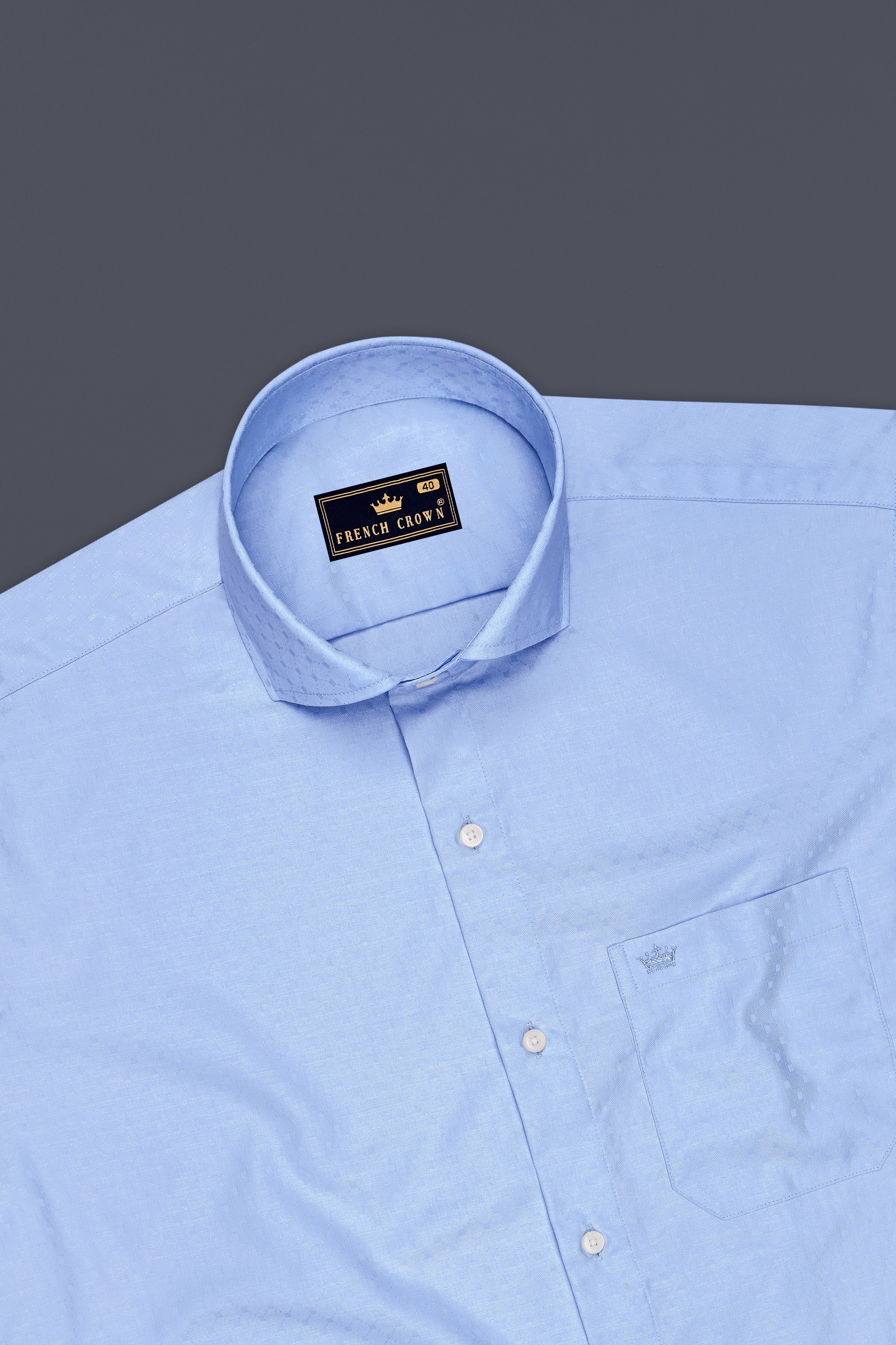 Brivon-Heather Blue Dobby Textured Premium Giza Cotton Dress Shirt