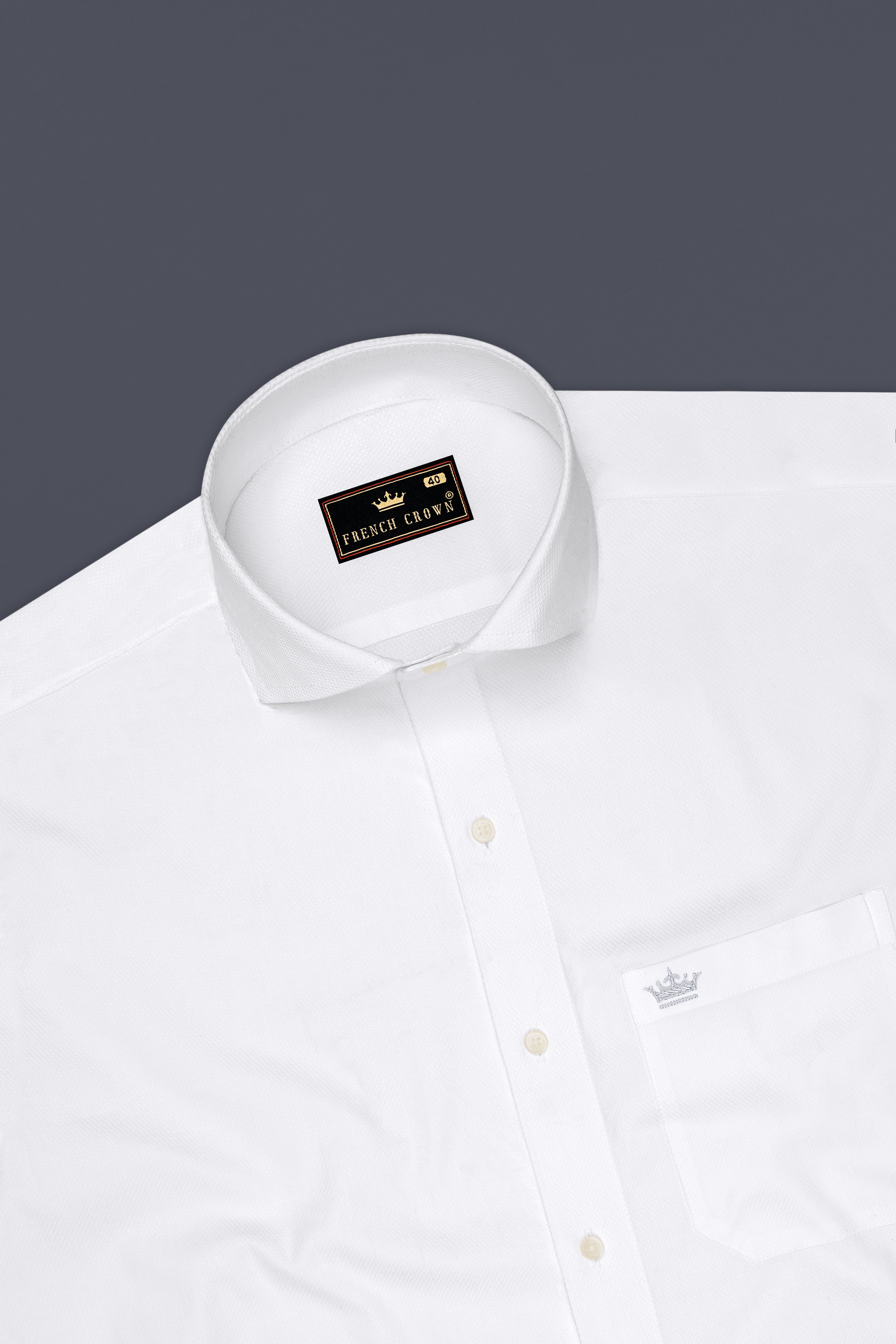 Luminor-Bright White Dobby Textured Premium Giza Cotton Dress Shirt