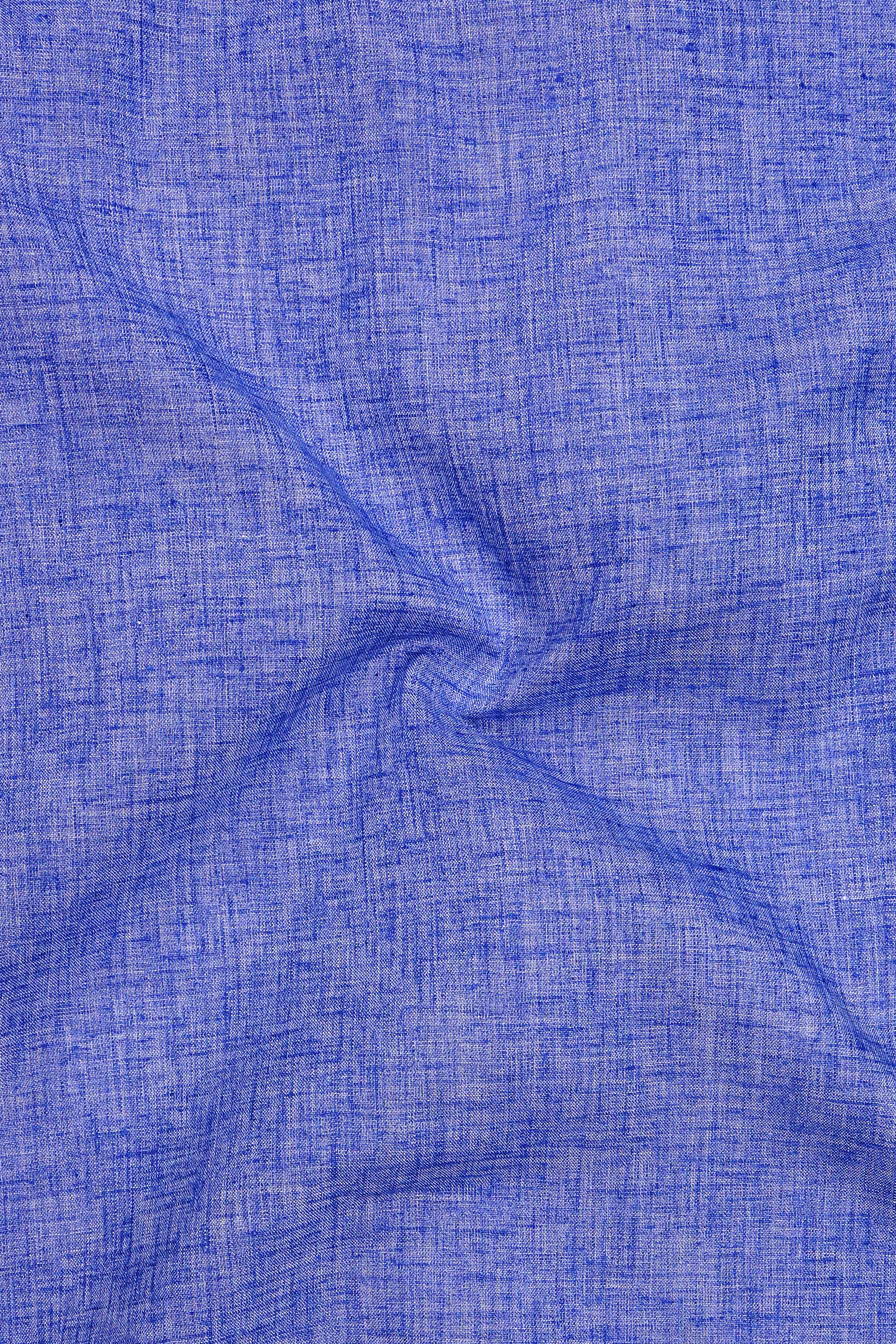 Drift-Lotus Blue Textured Chambray Premium Cotton Casual Shirt