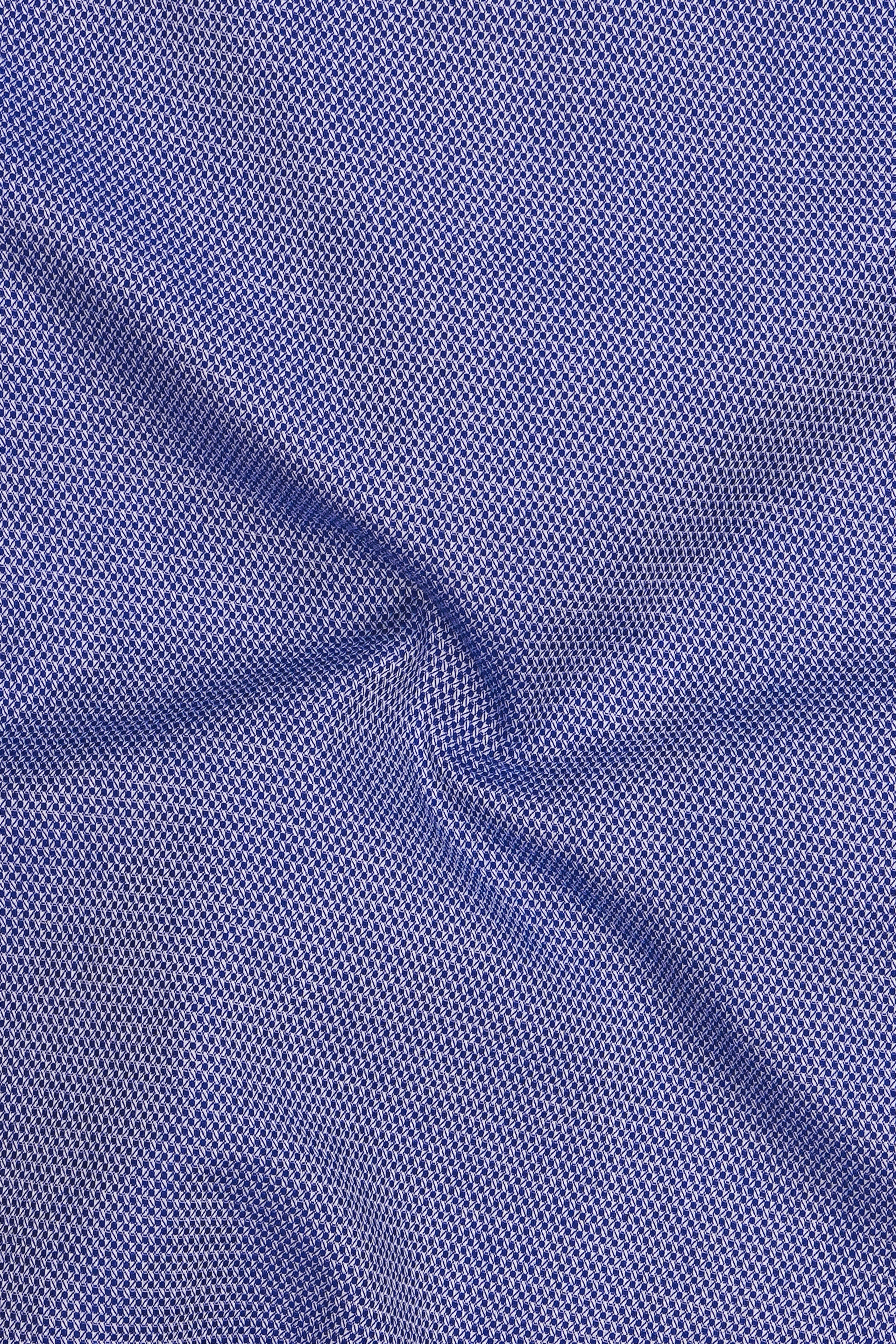 Monarch-Bufferfly Bush Blue Dobby Textured Premium Giza Cotton Dress Shirt