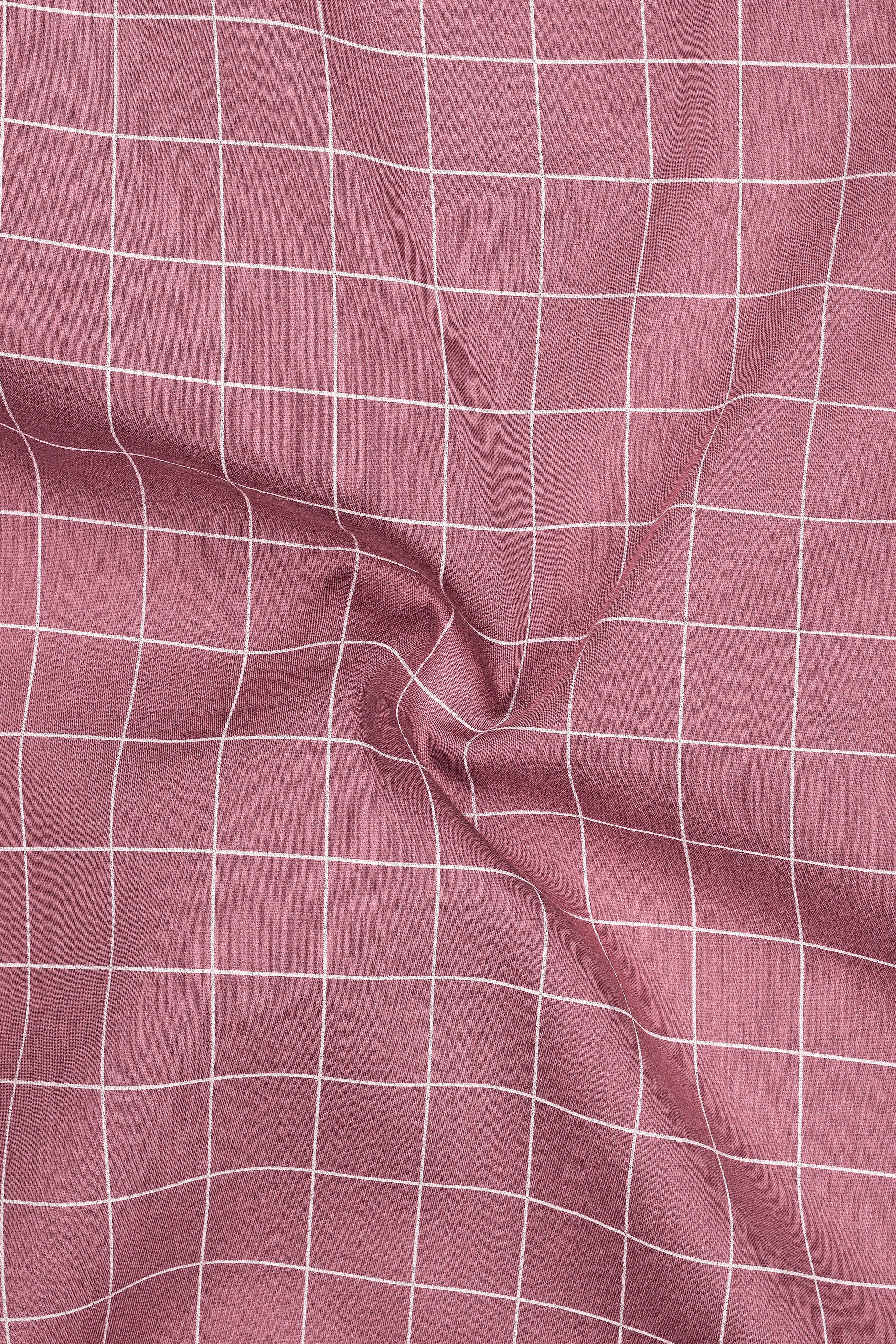 Crest-Brandy Rose Pink And Bright White Windowpane Subtle Sheen Super Soft Premium Cotton Dress Shirt