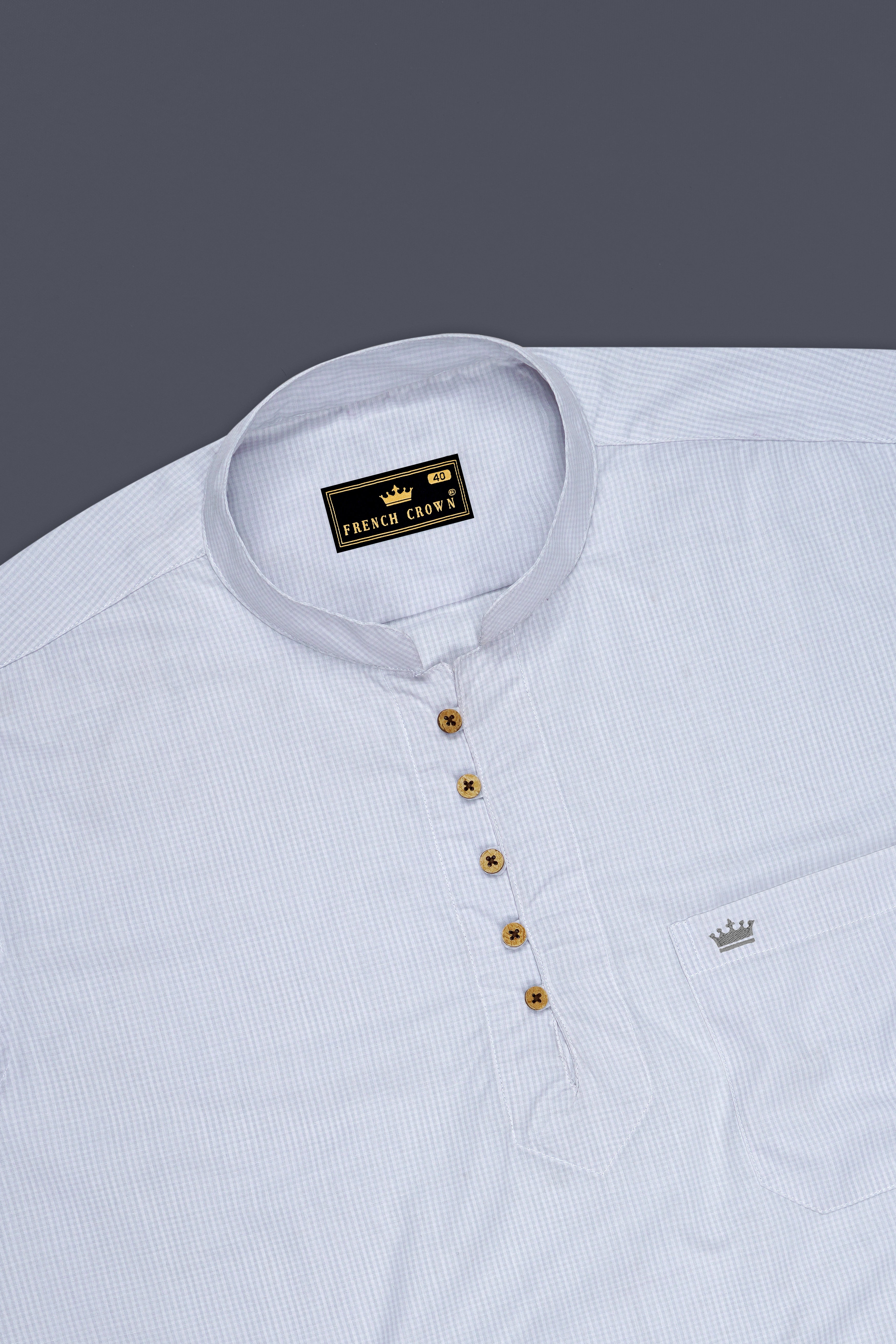Haven-Mischka Blue Gingham Plaid Super Soft Premium Cotton Casual Kurta Shirt