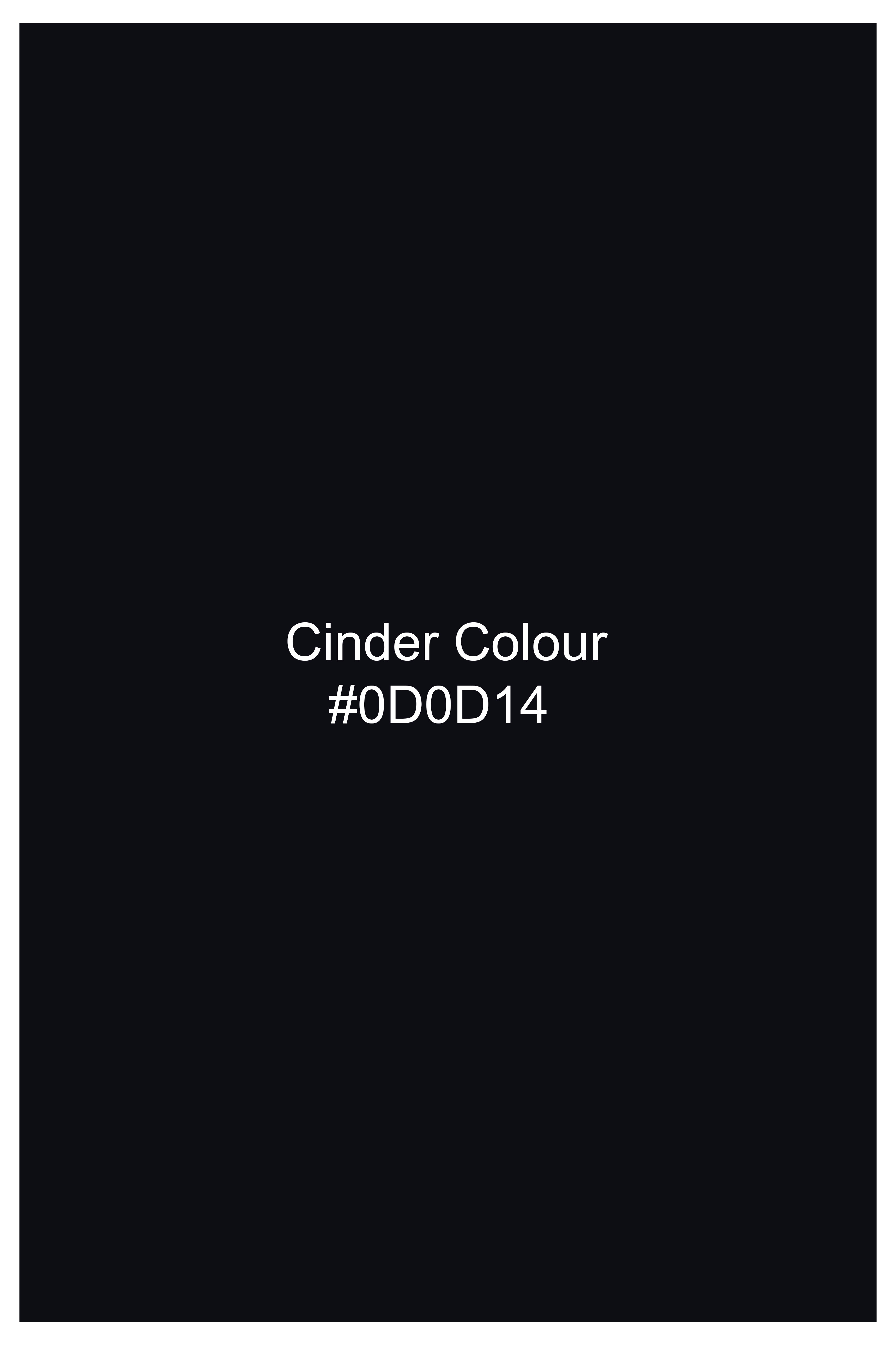 Vertex-Cinder Black Textured Herringbone Premium Cotton Casual Shirt