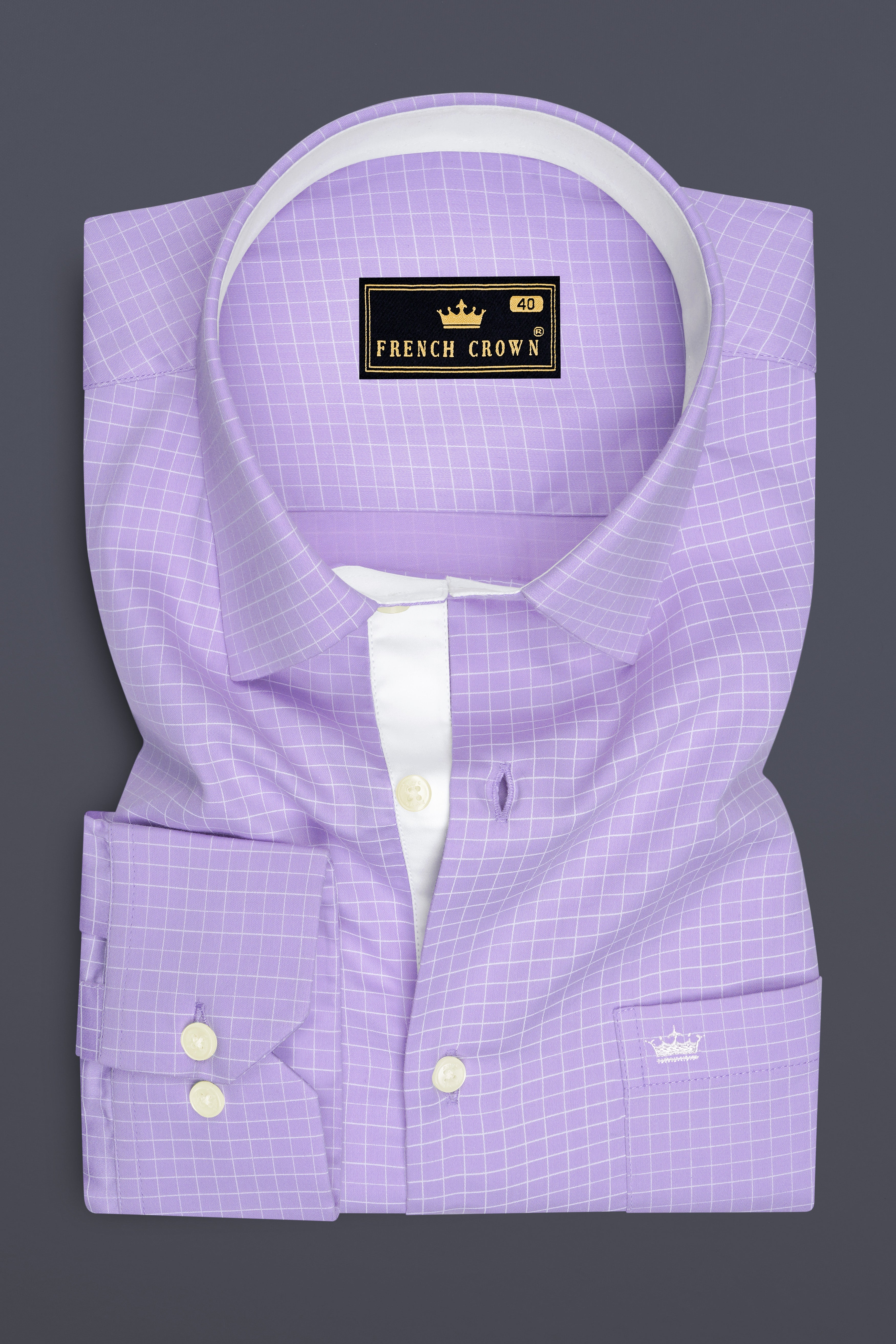 Prism-Prelude Purple And Bright White Plaid Subtle Sheen Soft Premium Cotton Dress Shirt