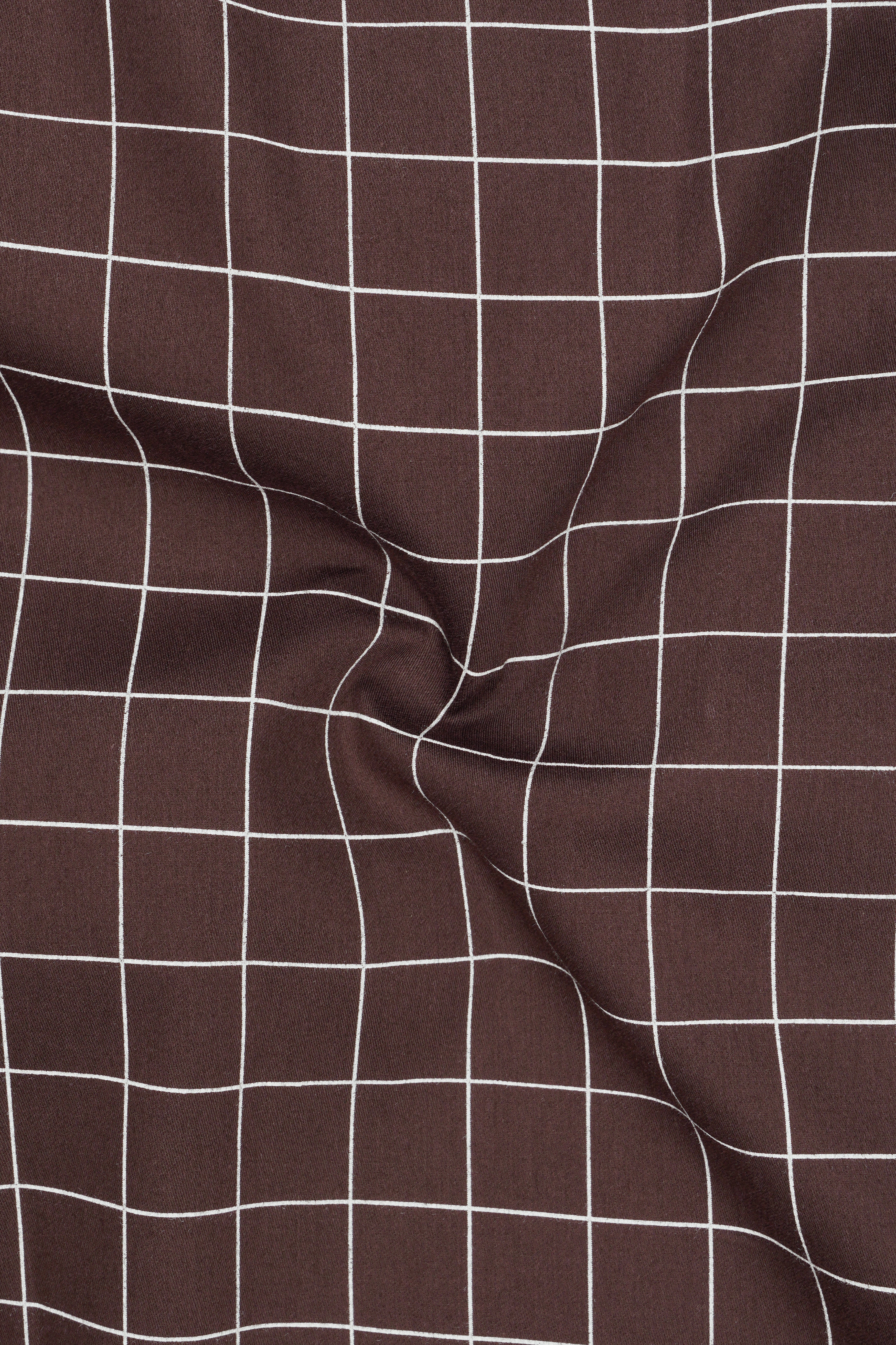 Monarch-Bistre Brown And Bright White Windowpane Subtle Sheen Super Soft Premium Cotton White Cuff Collar Dress Shirt