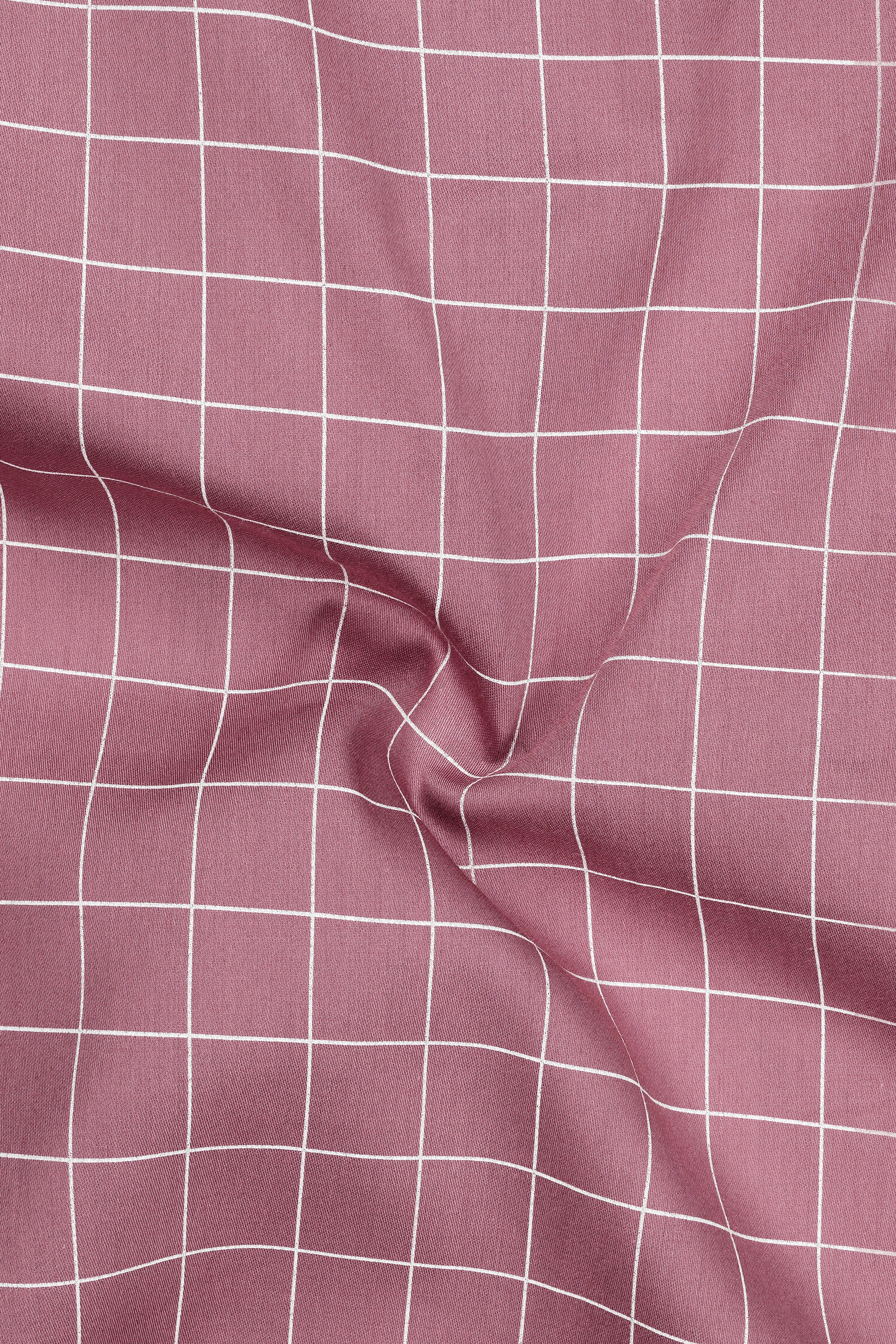 Crest-Brandy Rose Pink And Bright White Windowpane Subtle Sheen Super Soft Premium Cotton White Cuff Collar Dress Shirt