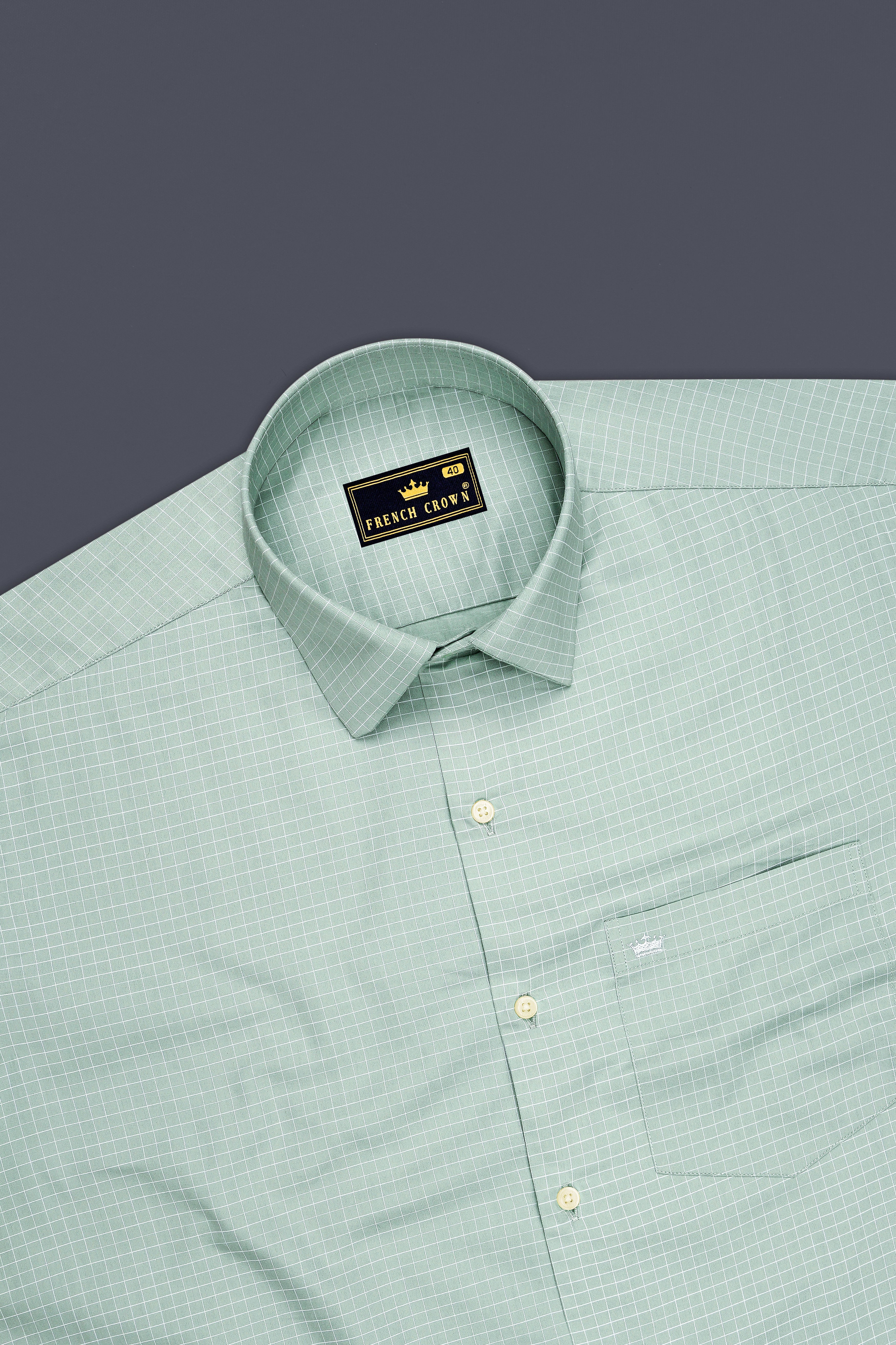 Ascend-Tower Green And Bright White Plaid Subtle Sheen Super Soft Premium Cotton Dress Shirt