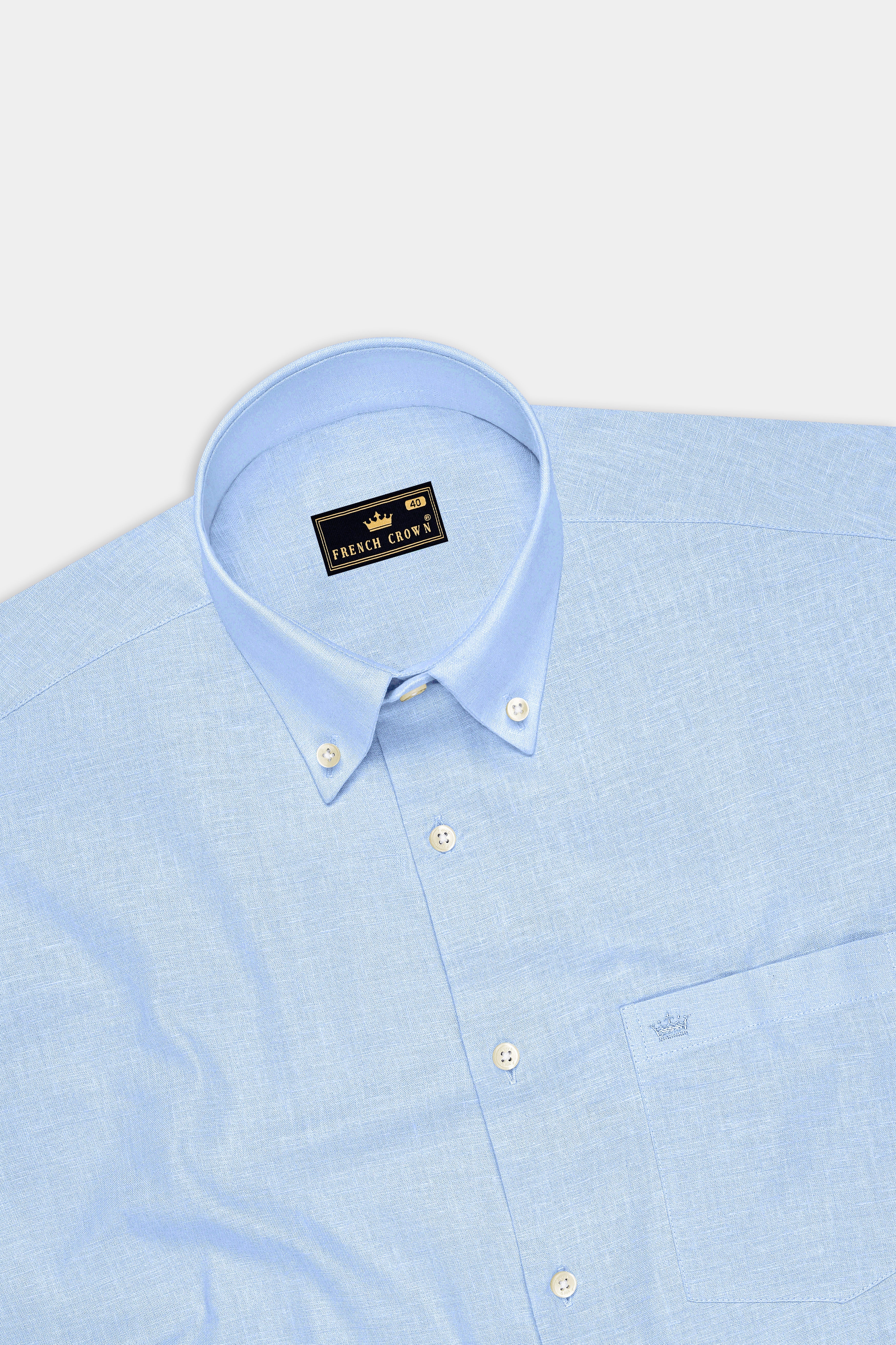 Azure-Tropical Sky Blue Luxurious Linen Button Down Dress Shirt