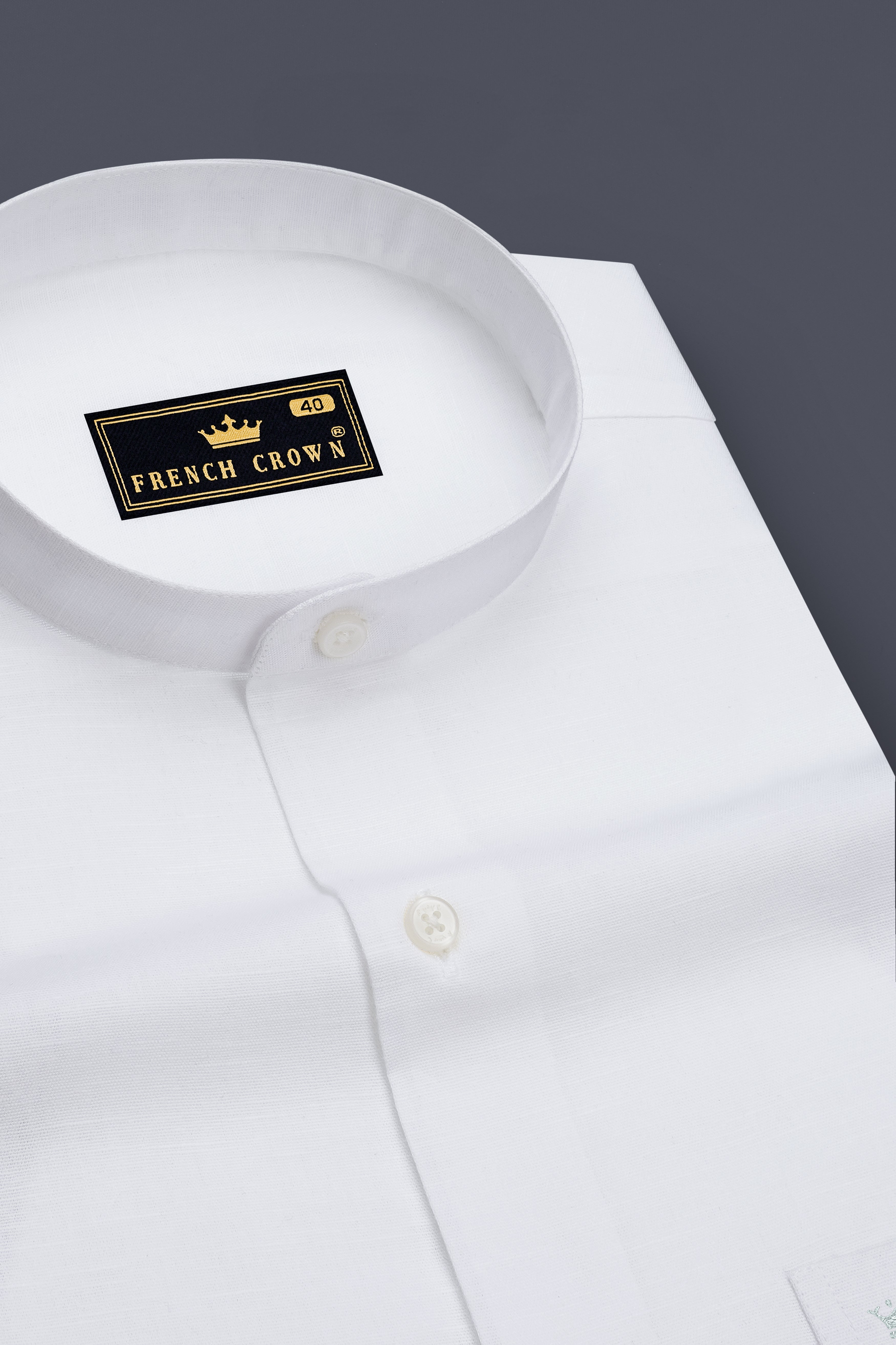 Luceo-Bright White Luxurious Linen Mandarin Dress Shirt