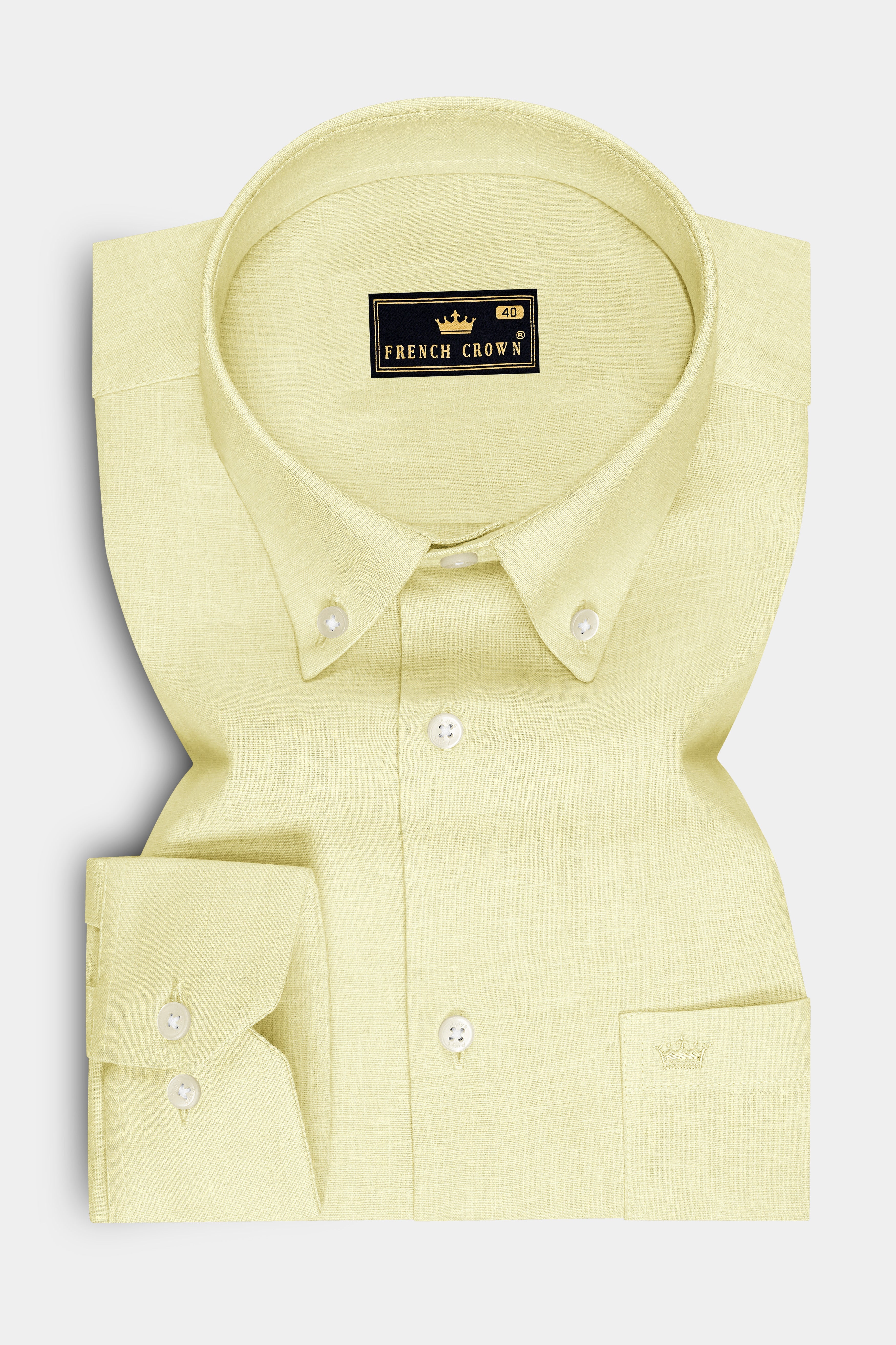 Flavian-Spring Yellow Luxurious Linen Button Down Dress Shirt