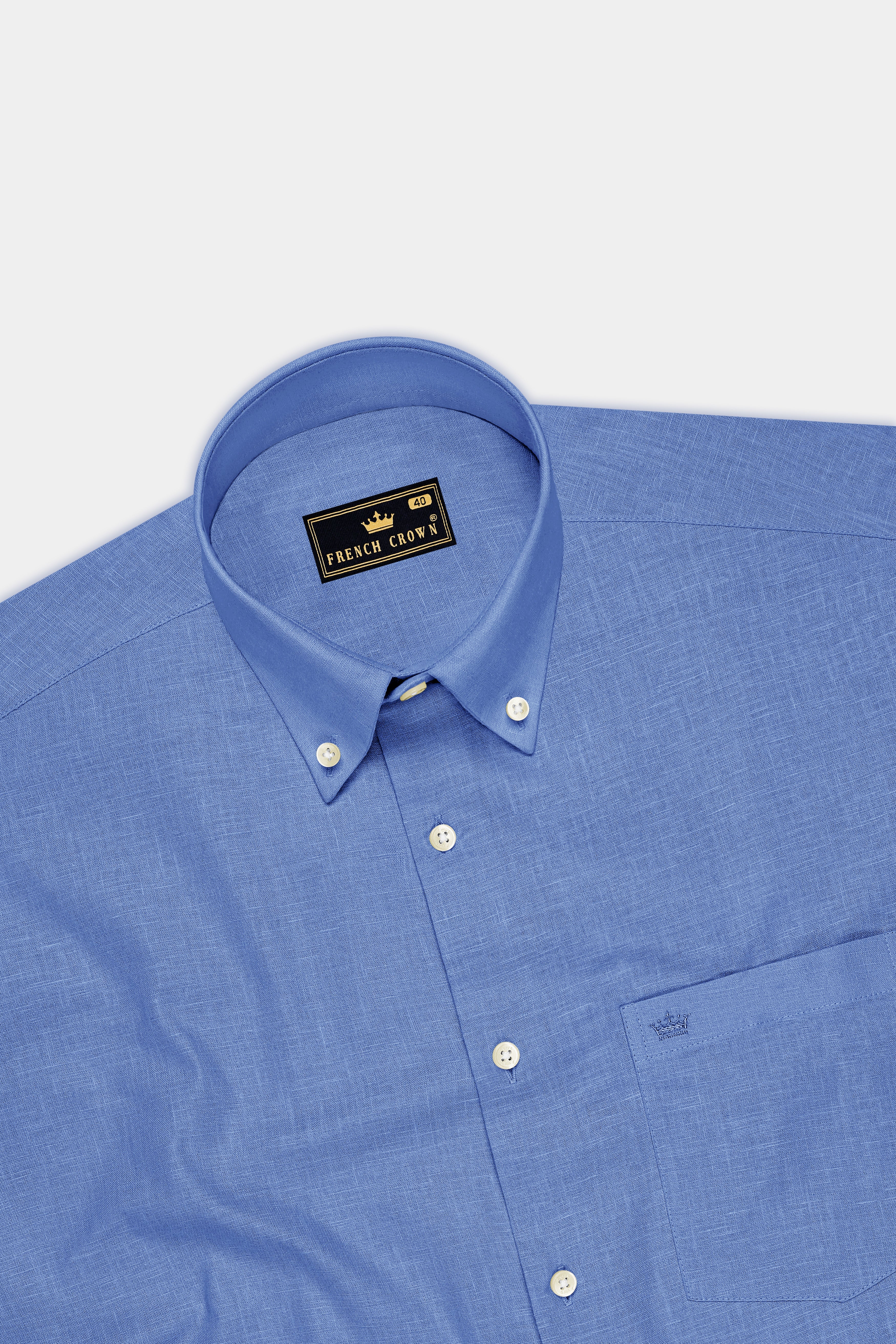Lagoon-Glaucous Blue Luxurious Linen Button Down Dress Shirt