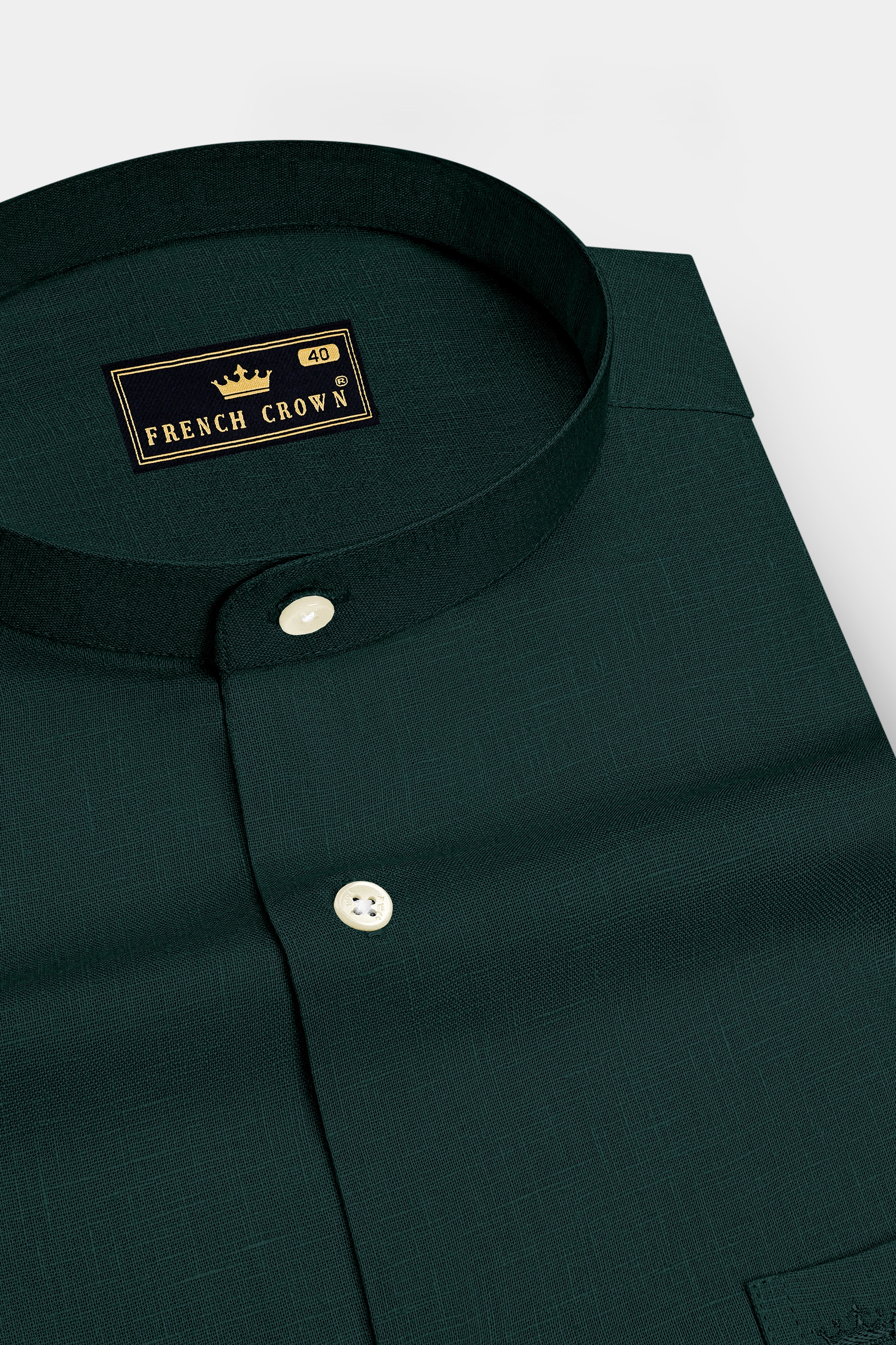 Thrive-Phthalo Green Luxurious Linen Mandarin Dress Shirt