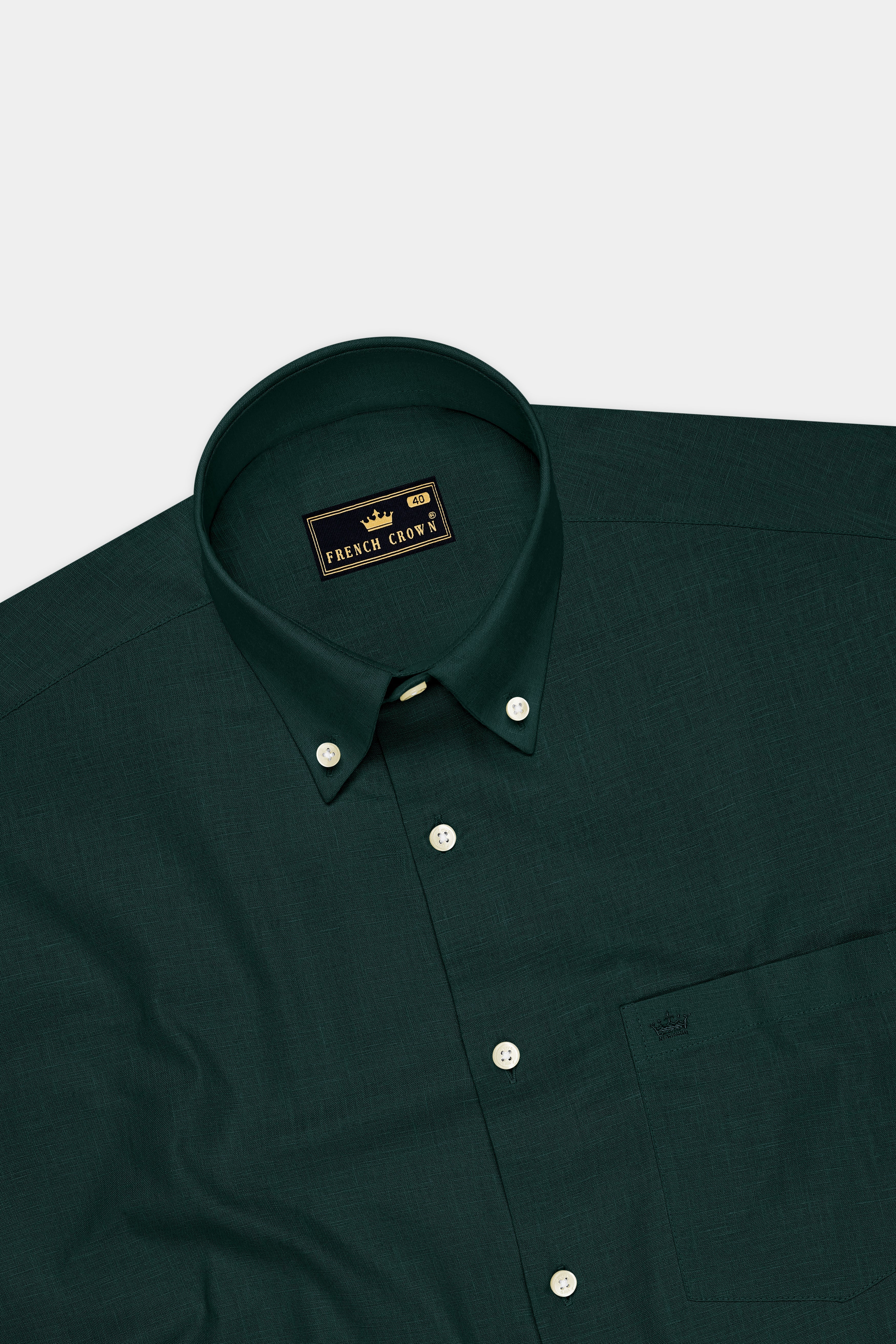 Thrive-Phthalo Green Luxurious Linen Button Down Dress Shirt