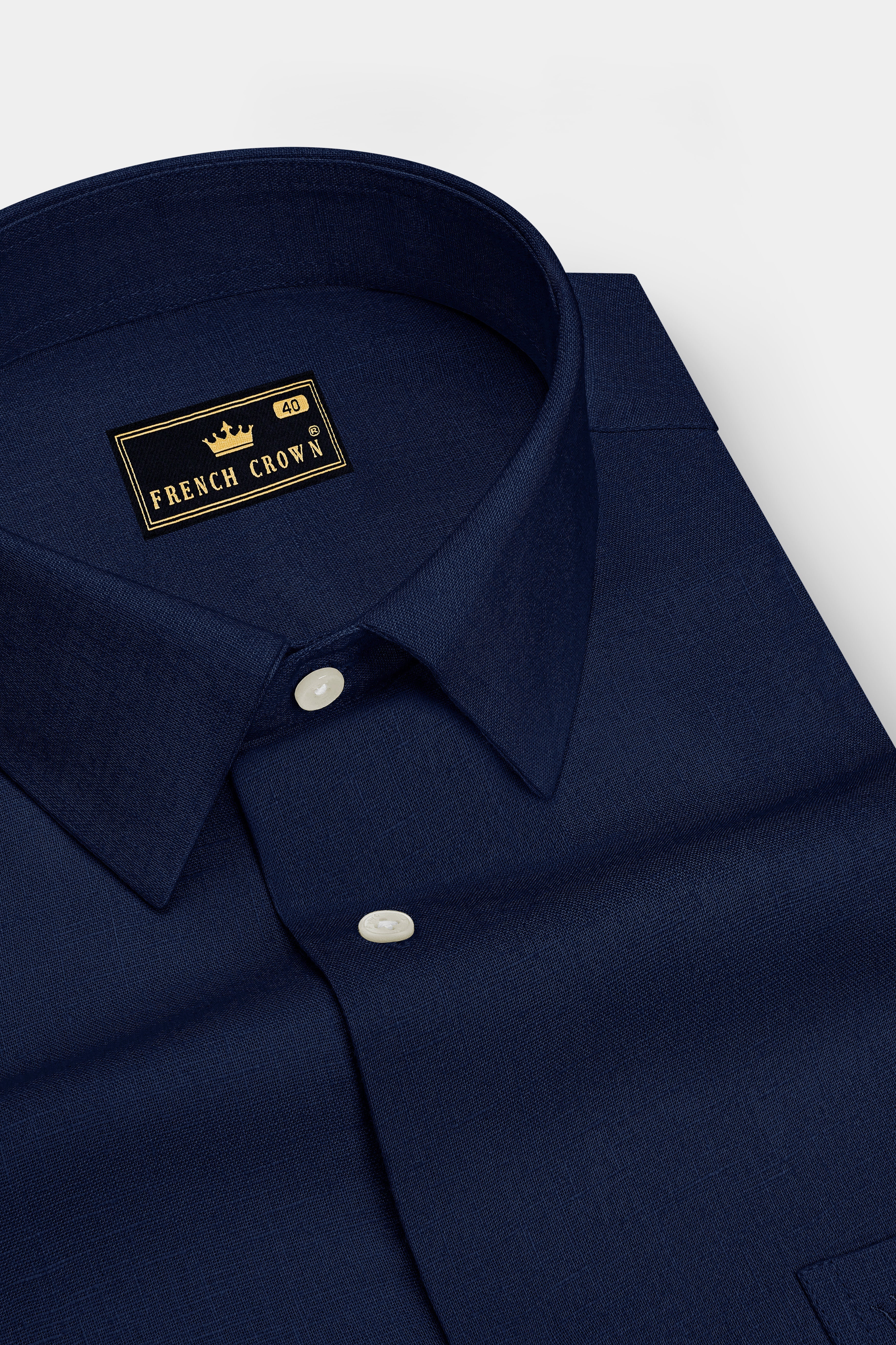 Cobalt-Midnight Blue Luxurious Linen Dress Shirt