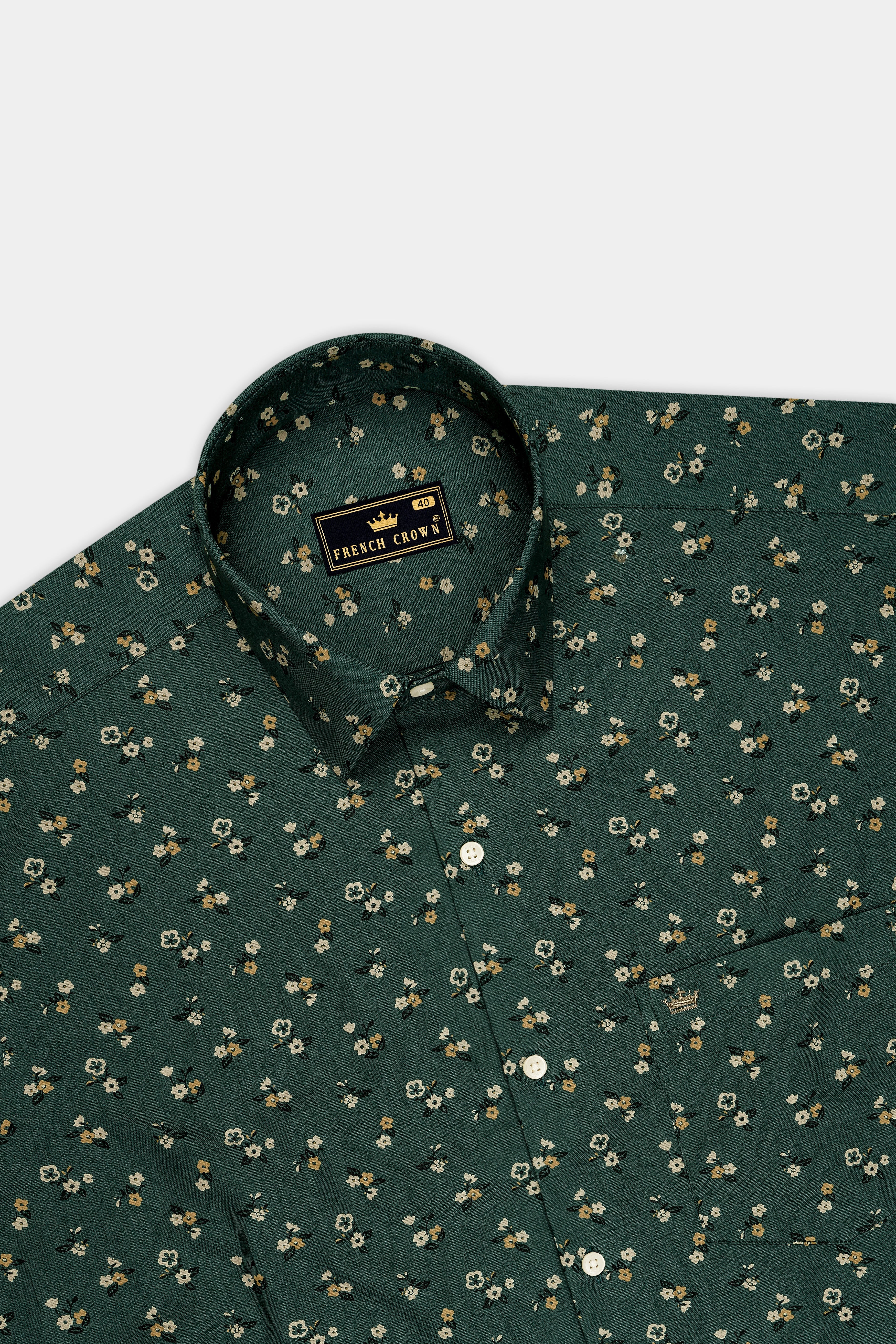 Botanica-Everglade Green Floral Printed Subtle Sheen Super Soft Premium Cotton Dress Shirt