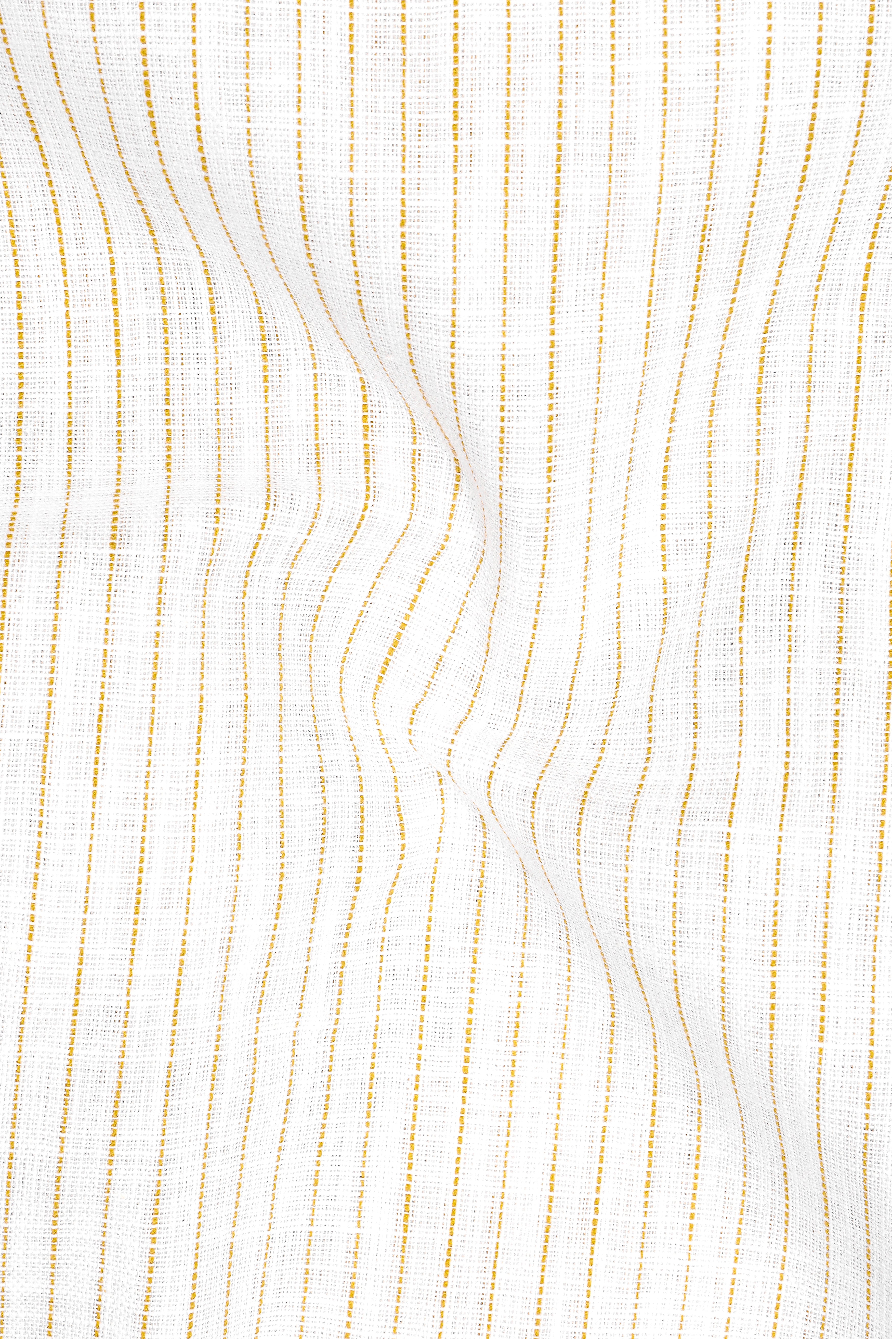 Oasis-Bright White And Sandy Brown Pin Striped Luxurious Linen Mandarin Casual Shirt