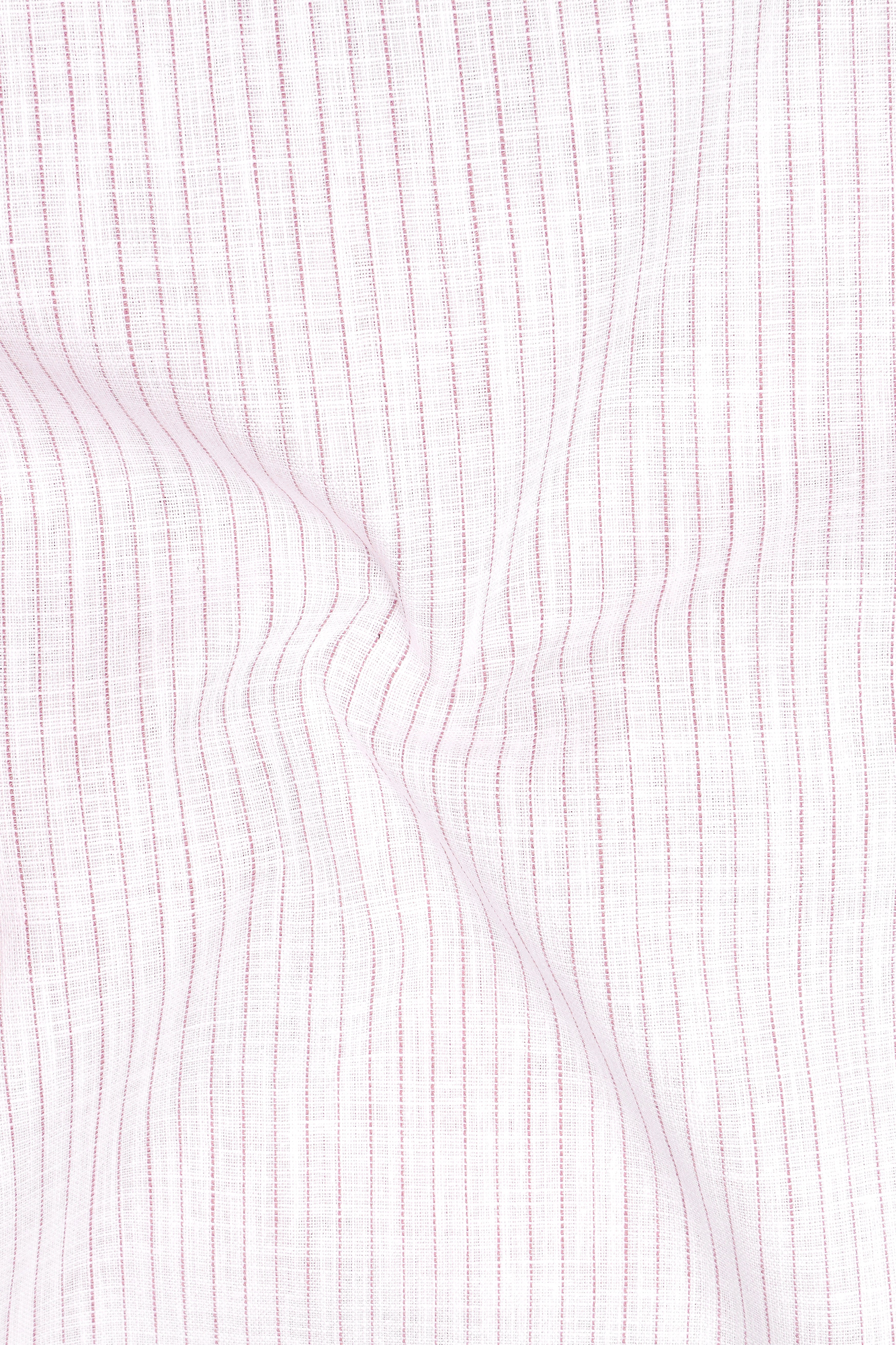 Zephyr-Bright White And Wisteria Pink Pin Striped Luxurious Linen Button Down Dress Shirt
