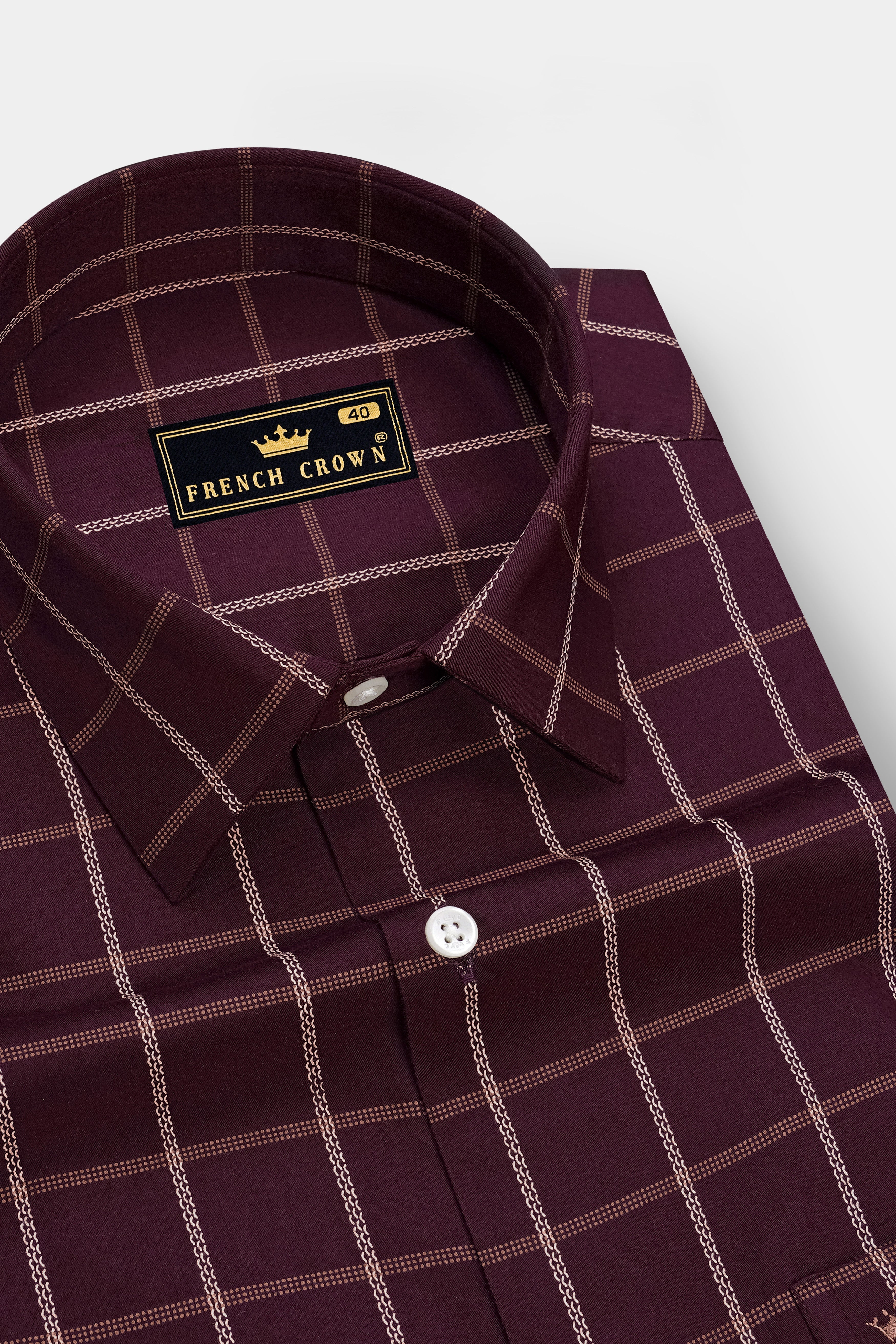 Lattice-Eclipse Maroon Windowpane Subtle Sheen Soft Premium Cotton Dress Shirt