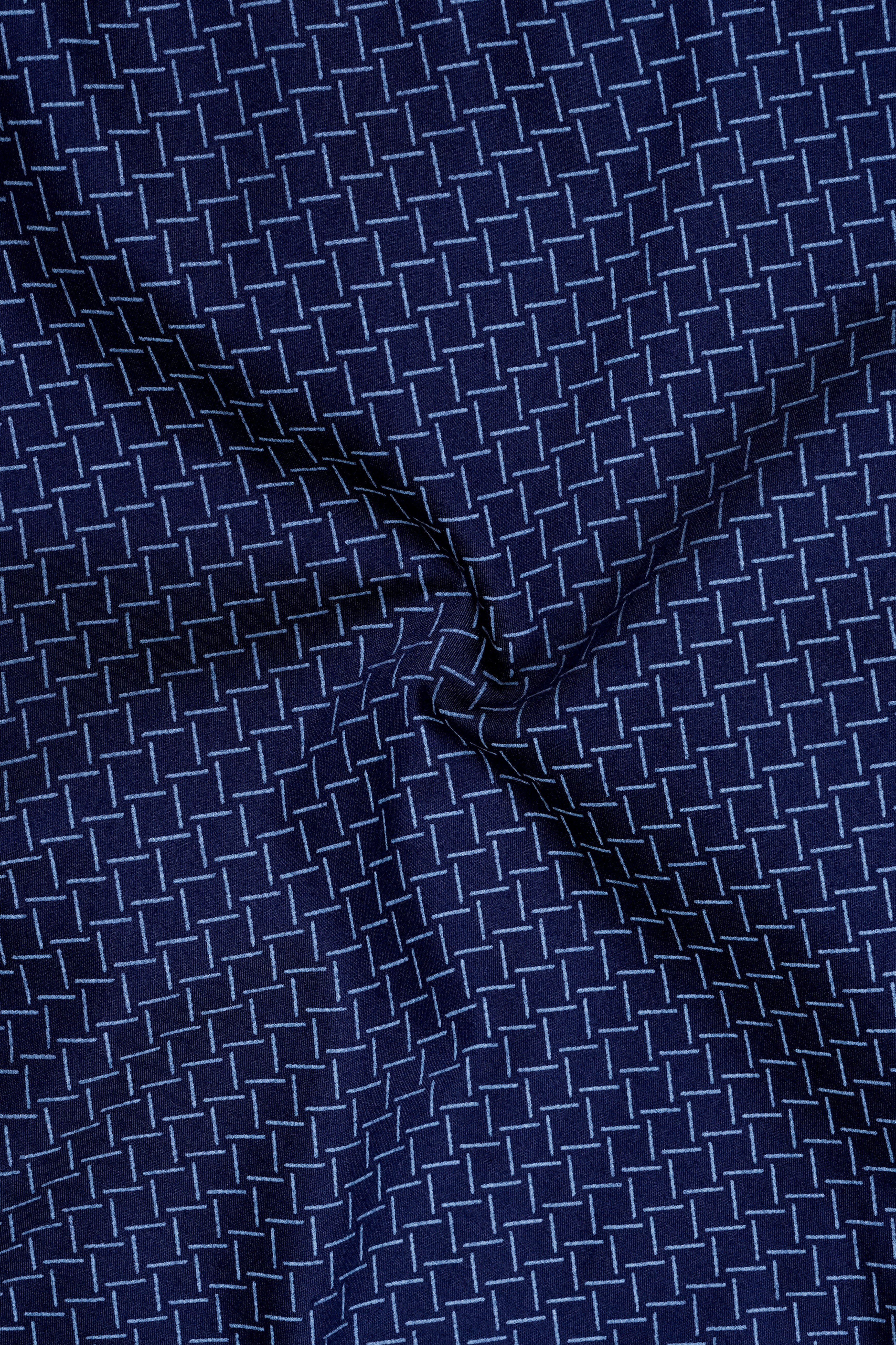 Nexus-Zodiac Blue And Bright White Basketweave Printed Subtle Sheen Soft Premium Cotton White Cuff Collar Dress Shirt